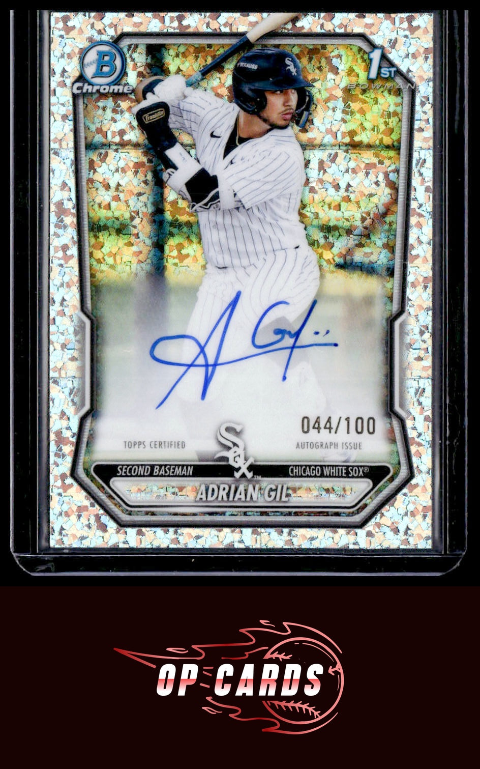 Adrian Gil 2026 Bowman Chrome Prospects Autograph Mini Diamond Refractor #/100