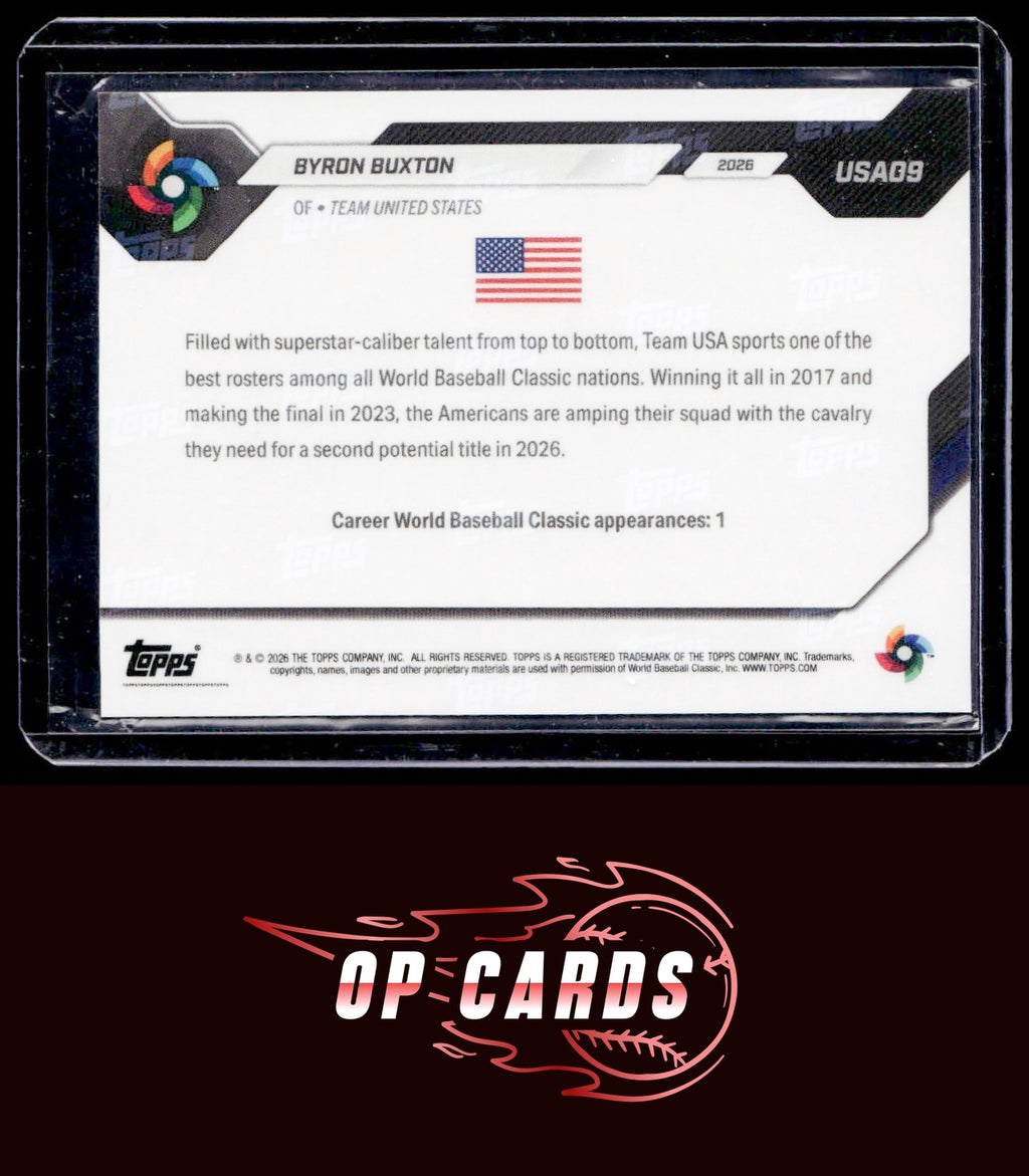 Byron Buxton 2026 Topps Now World Baseball Classic Team USA #USA09 WBC Logo