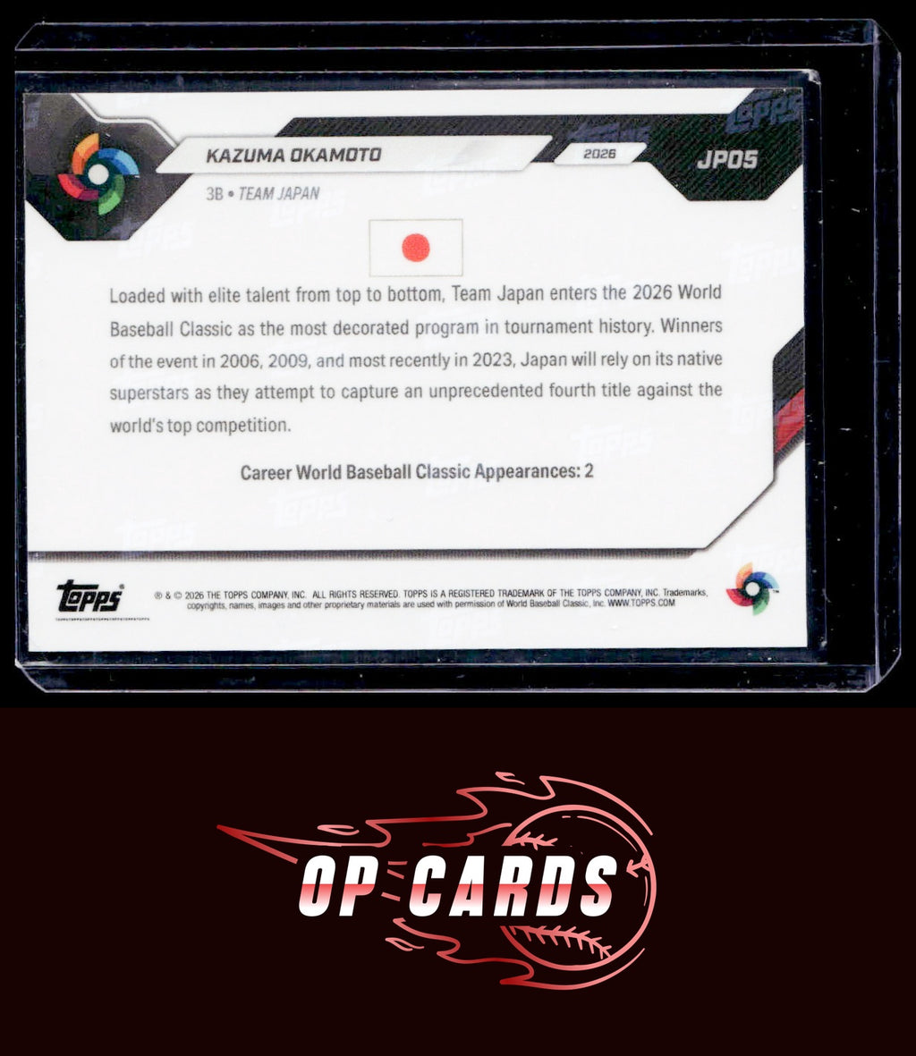 Kazuma Okamoto 2026 Topps Now World Baseball Classic Team Japan #JP05 WBC Logo