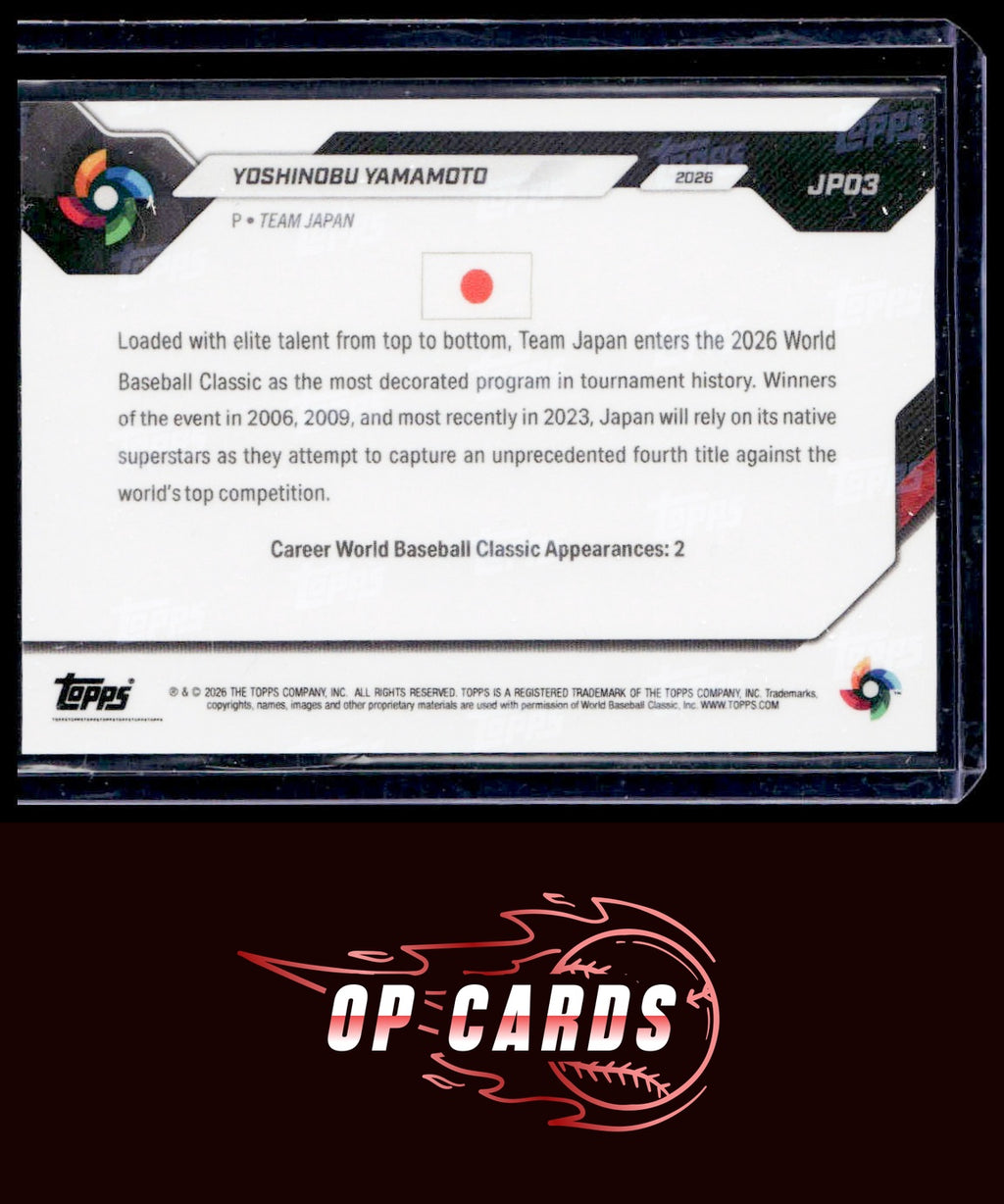 Yoshinobu Yamamoto 2026 Topps Now World Baseball Classic Team Japan #JP03