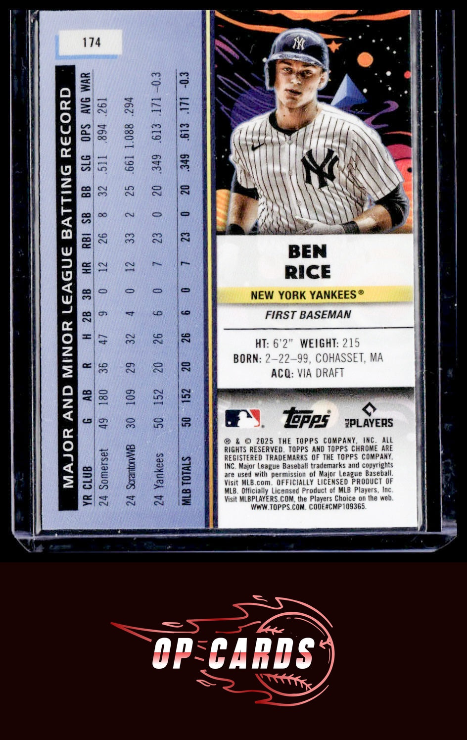 Ben Rice 2025 Topps Chrome Cosmic #174