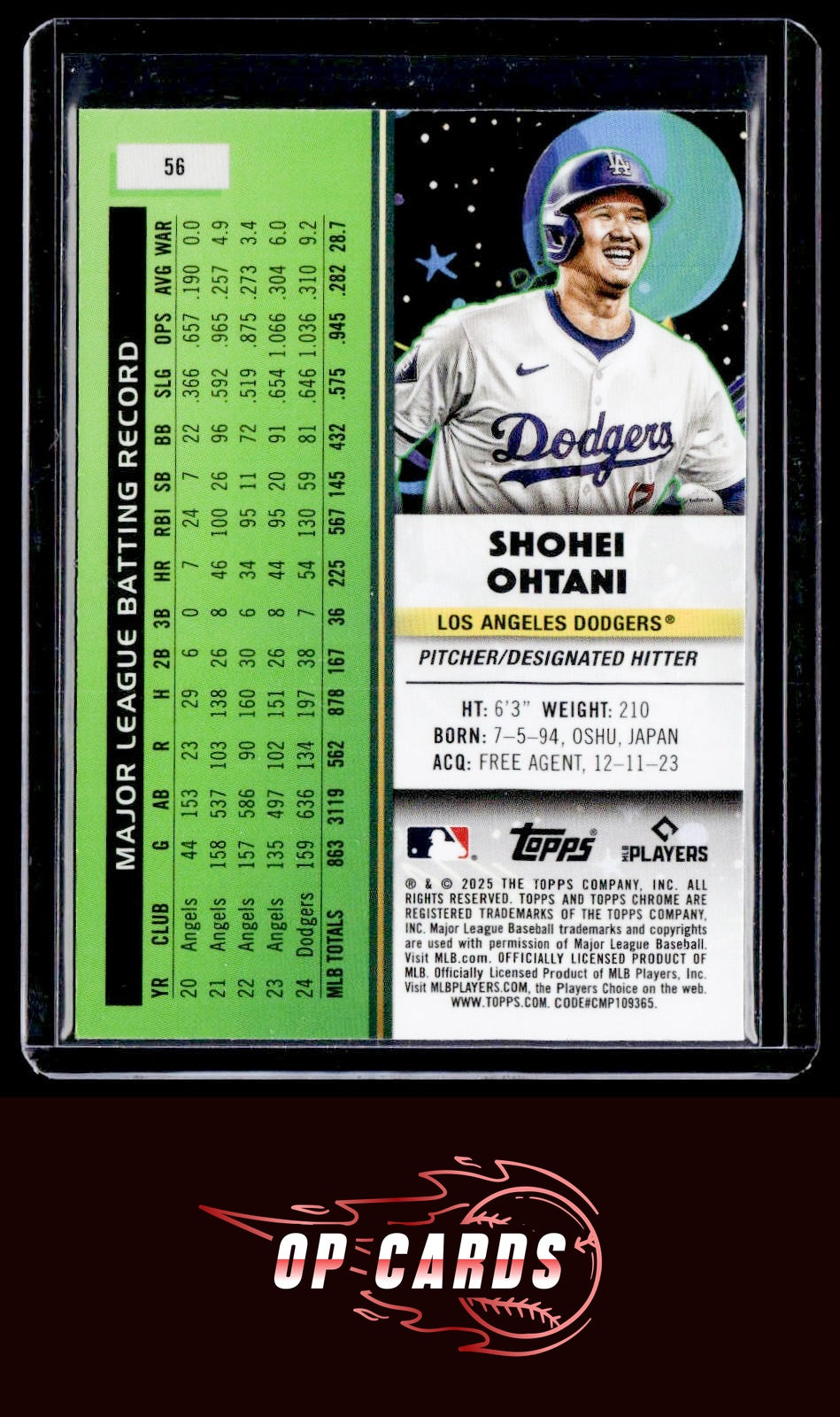 Shohei Ohtani 2025 Topps Chrome Cosmic #56