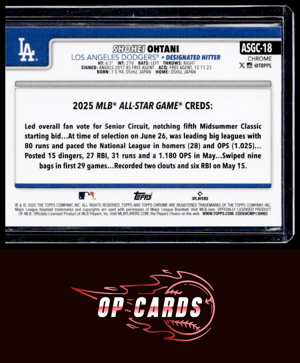 Shohei Ohtani 2025 Topps Chrome Update #ASGC-18 2025 All-Star Game