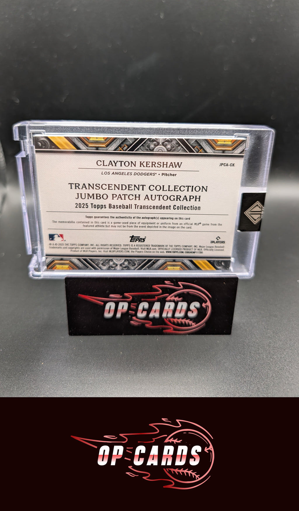 Clayton Kershaw 2025 Topps Transcendent  #JPCA-CK Jumbo Patch Autographs #/5