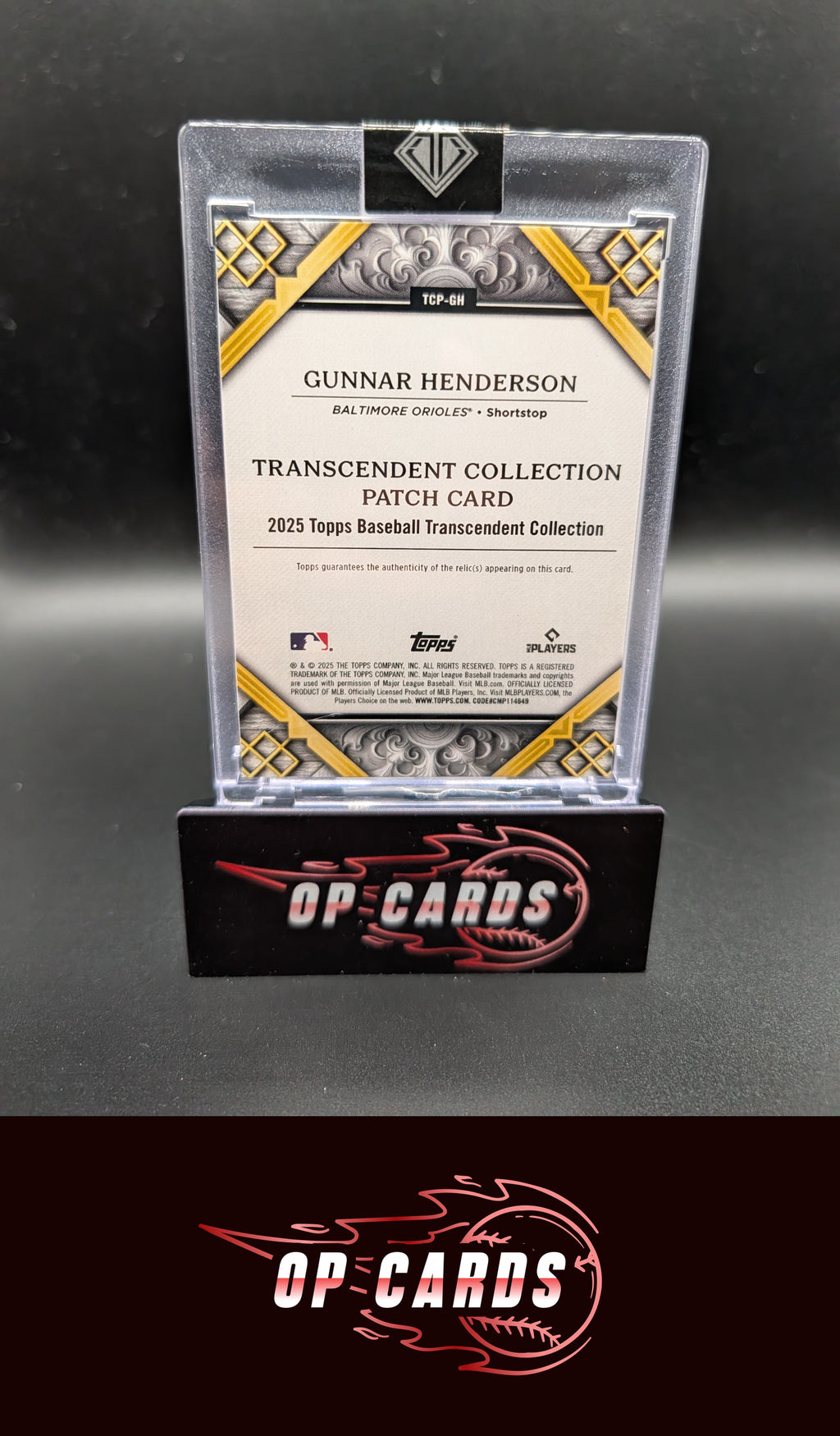 Gunnar Henderson 2025 Topps Transcendent Collection #TCP-GH Patch Relic /10
