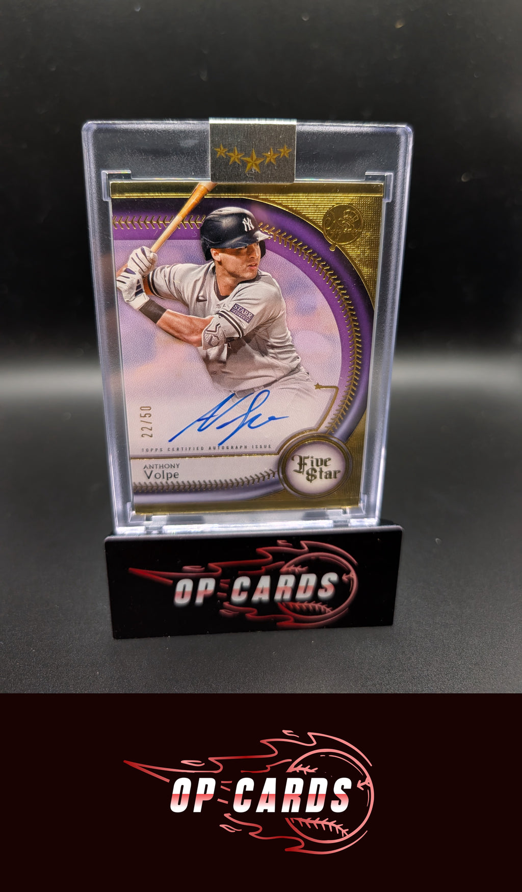 Anthony Volpe 2025 Topps Five Star #FSA-AV Base Autographs Purple #/50