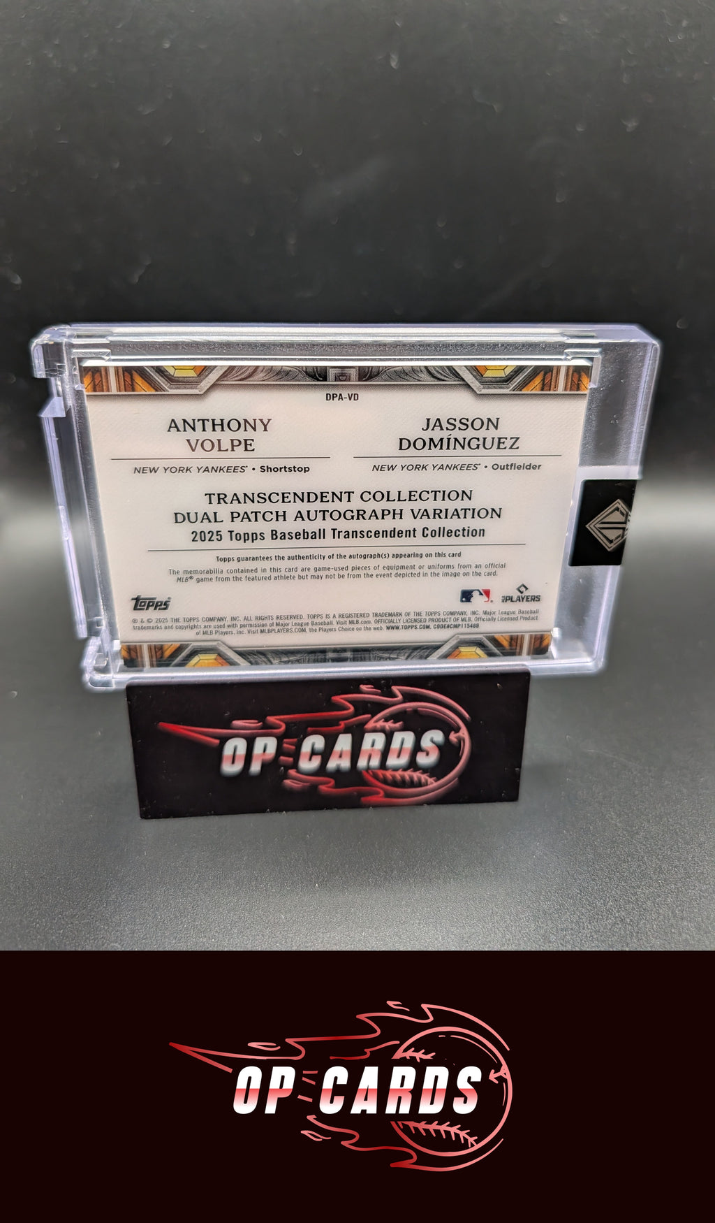 Jasson Domínguez Anthony Volpe 2025 Topps Transcendent Dual Autograph Relic /10