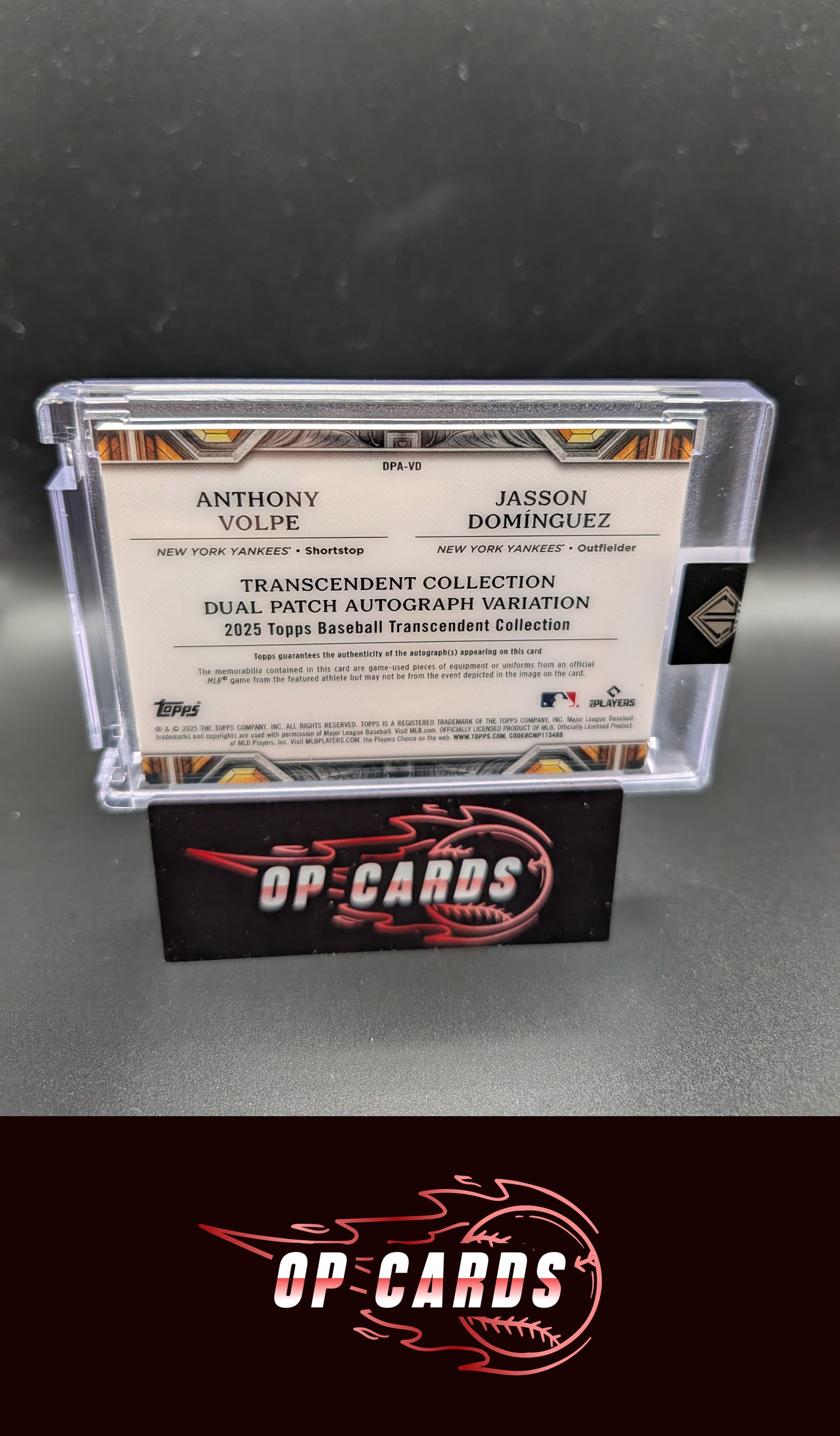 Jasson Domínguez Anthony Volpe 2025 Topps Transcendent Dual Autograph Relic /10