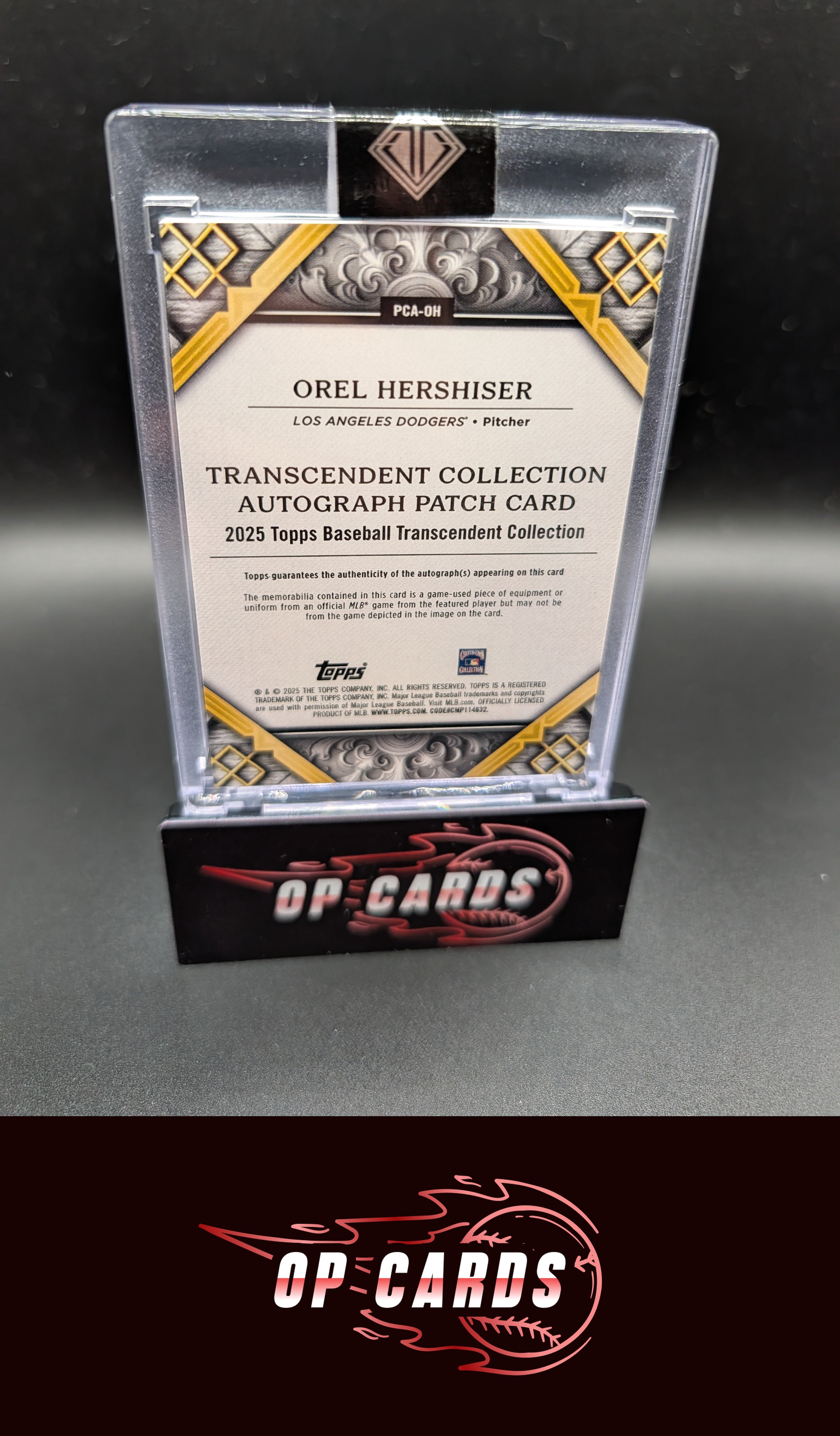 Orel Hershiser 2025 Topps Transcendent Collection #PCA-OH Patch Autographs #/25