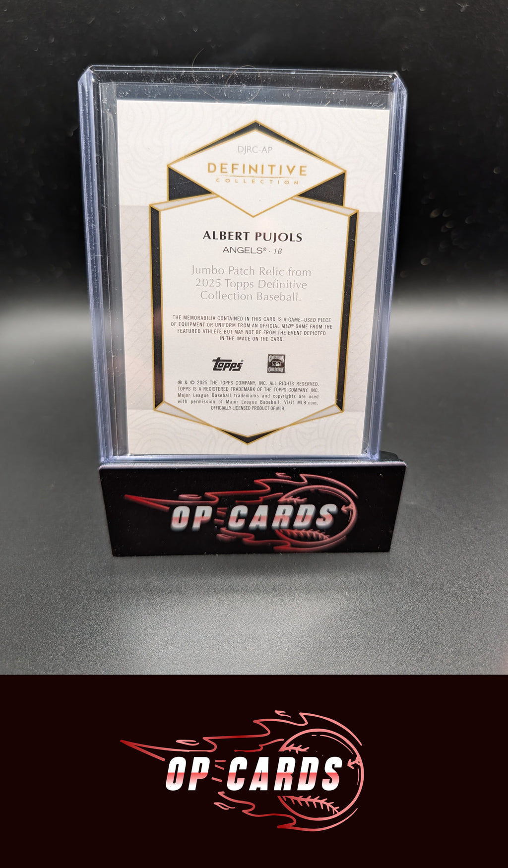 Albert Pujols 2025 Topps Definitive Jumbo Relic Collection Orange #DJRC-AP #/25