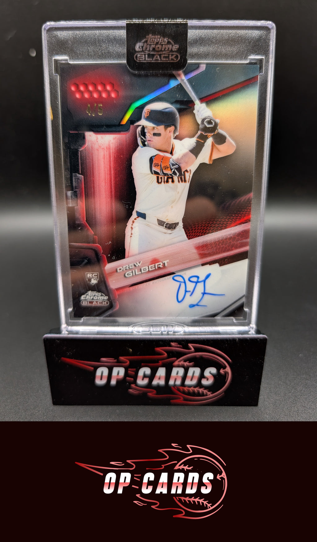 Drew Gilbert 2026 Topps Chrome Black #CBA-DGI Autographs Red Refractor #/5