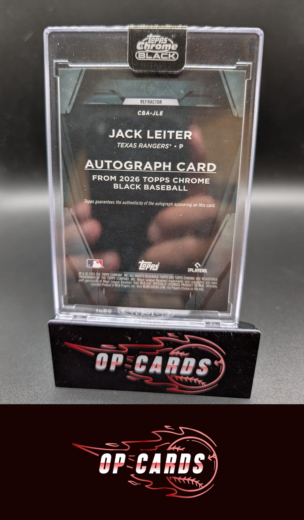 Jack Leiter 2026 Topps Chrome Black #CBA-JLE Autographs Refractor #/199
