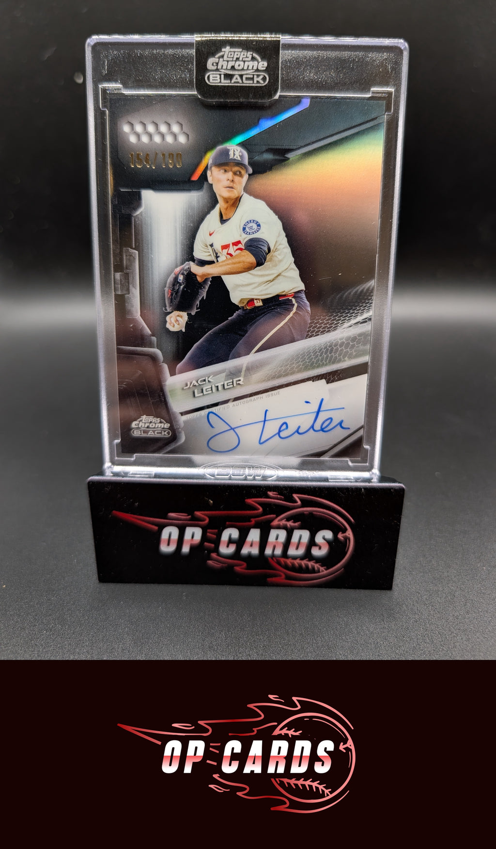 Jack Leiter 2026 Topps Chrome Black #CBA-JLE Autographs Refractor #/199