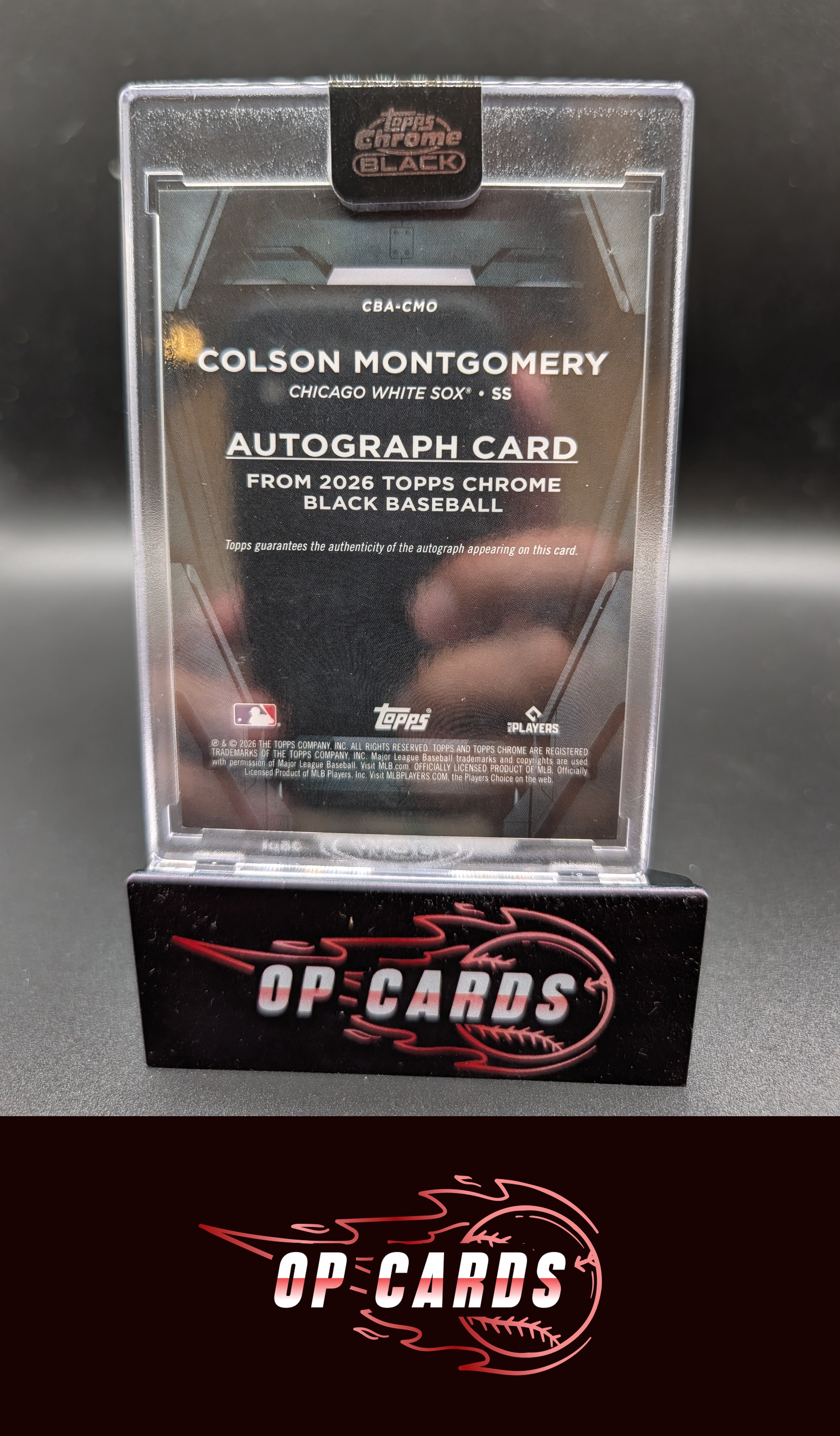 Colson Montgomery 2026 Topps Chrome Black Autograph Blue Refractors #/150