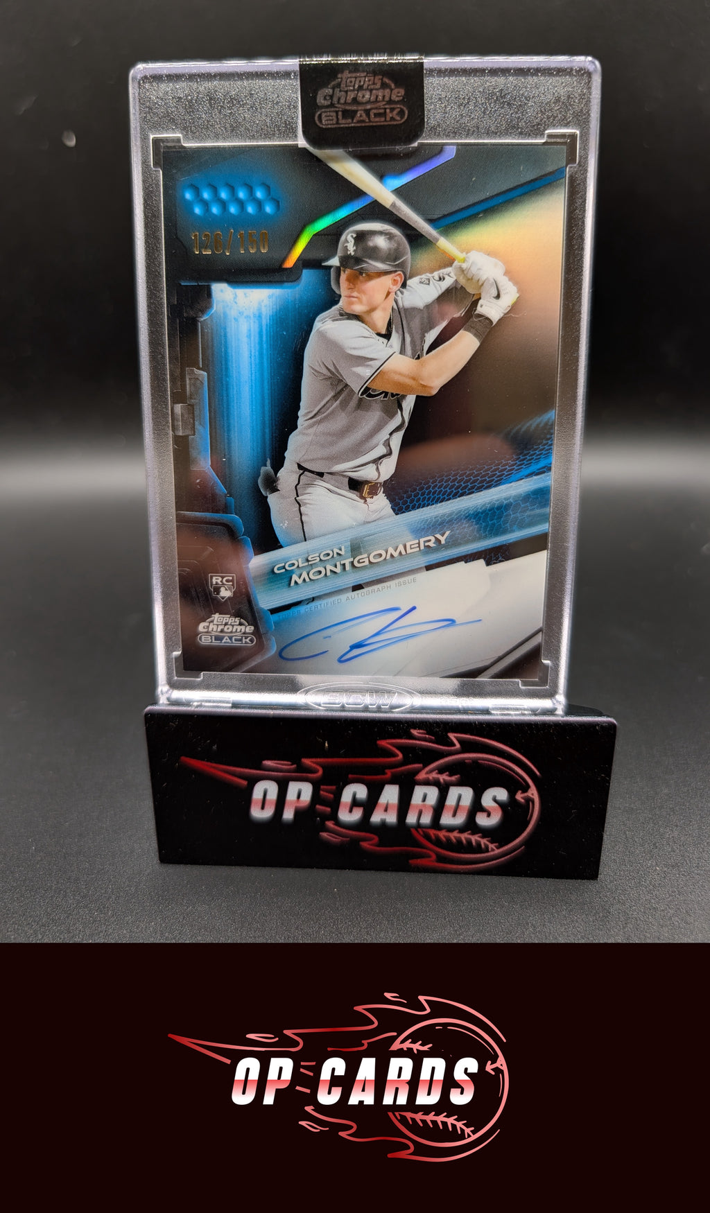 Colson Montgomery 2026 Topps Chrome Black Autograph Blue Refractors #/150