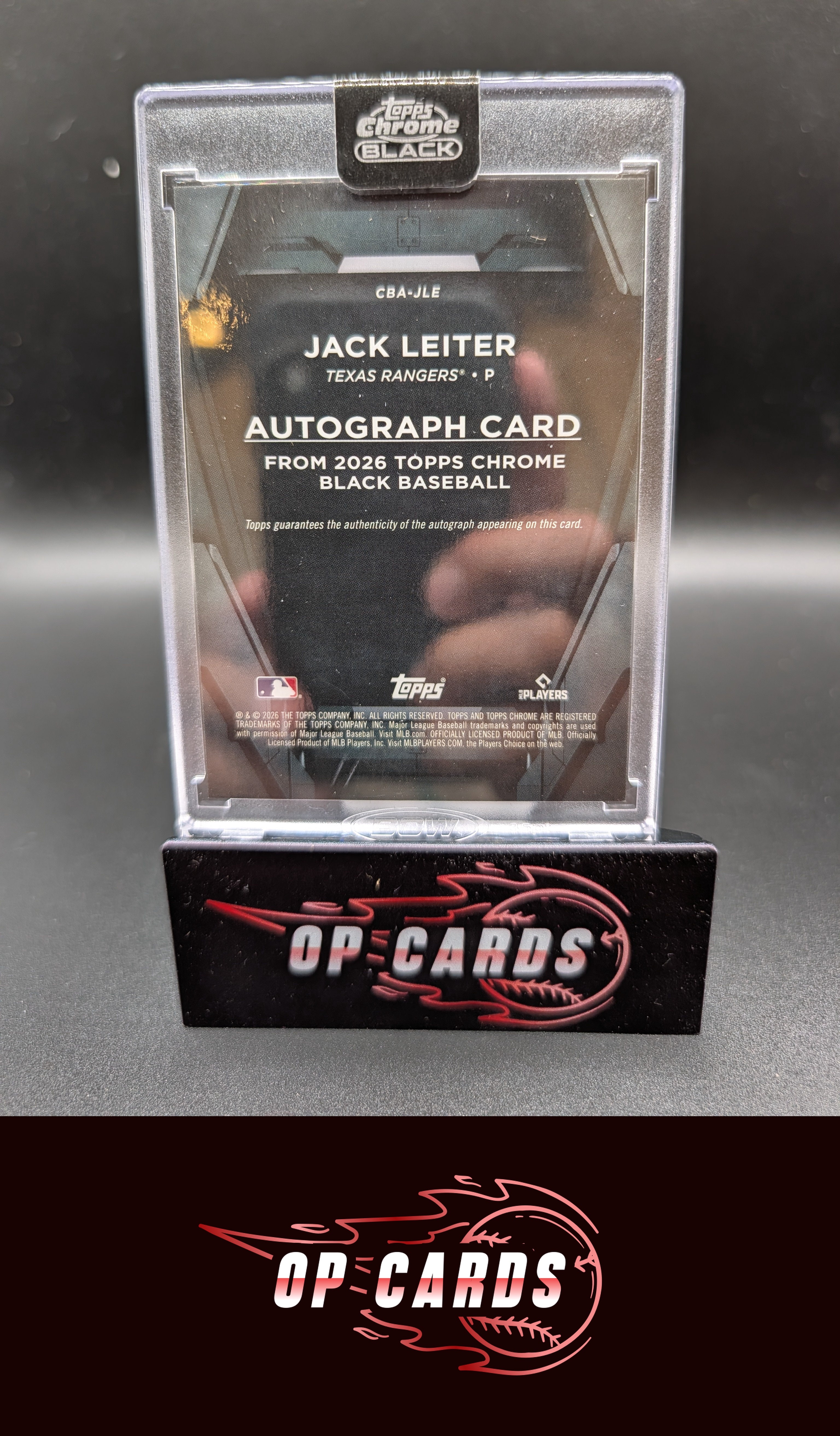 Jack Leiter 2026 Topps Chrome Black #CBA-JLE Autographs Blue Refractors #/150