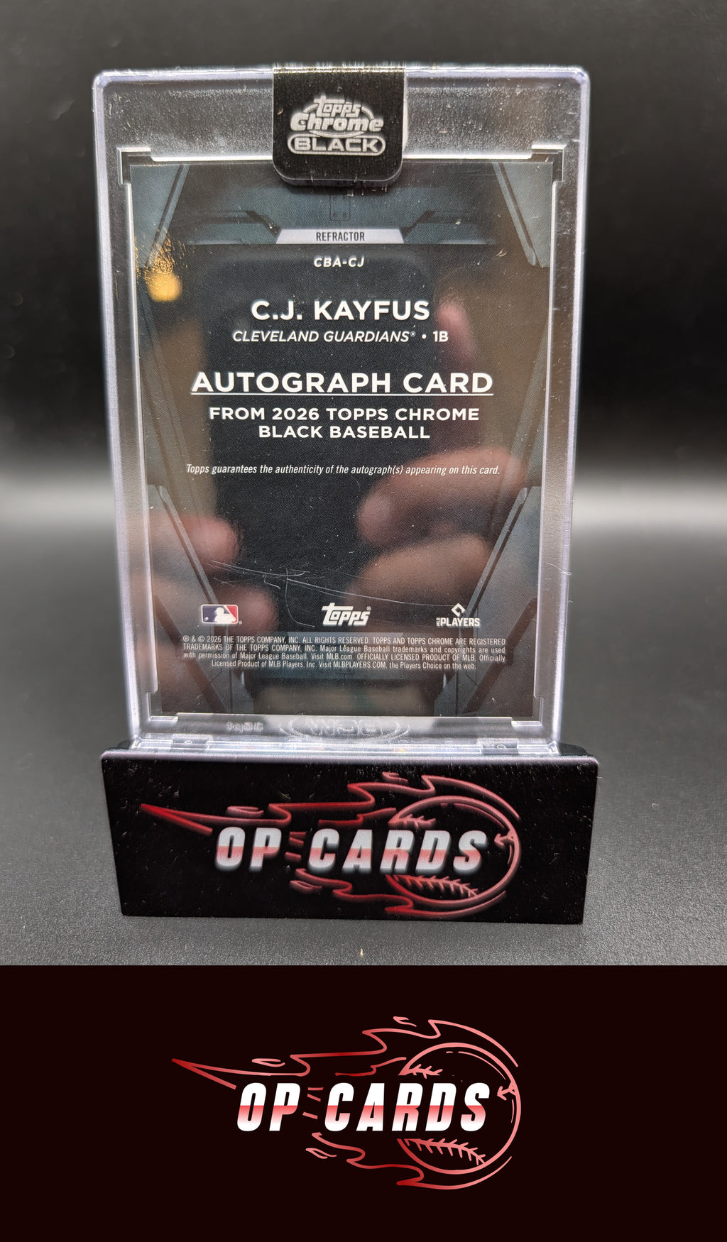 C.J. Kayfus 2026 Topps Chrome Black #CBA-CJ Autographs Refractors #/199