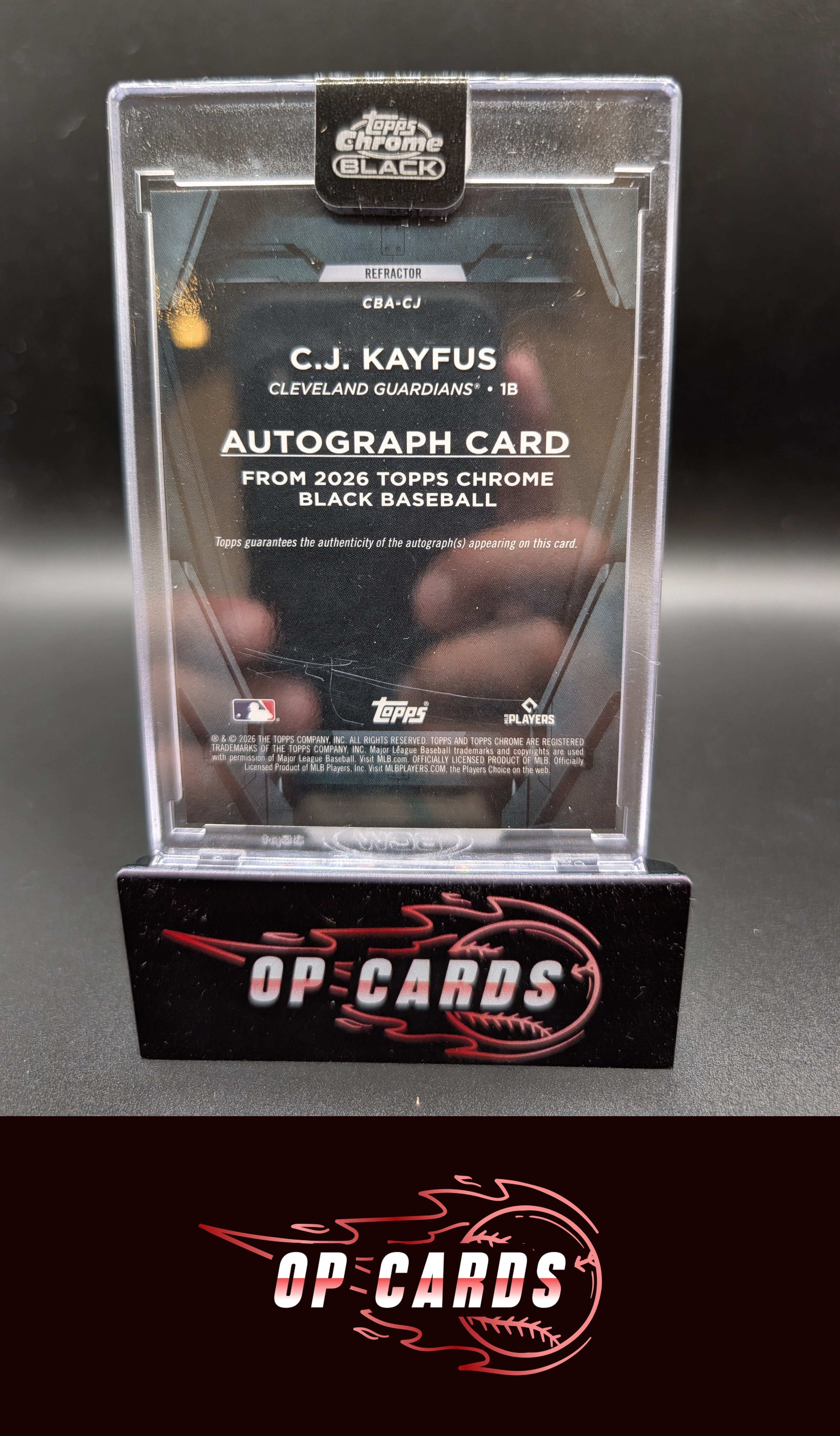 C.J. Kayfus 2026 Topps Chrome Black #CBA-CJ Autographs Refractors #/199