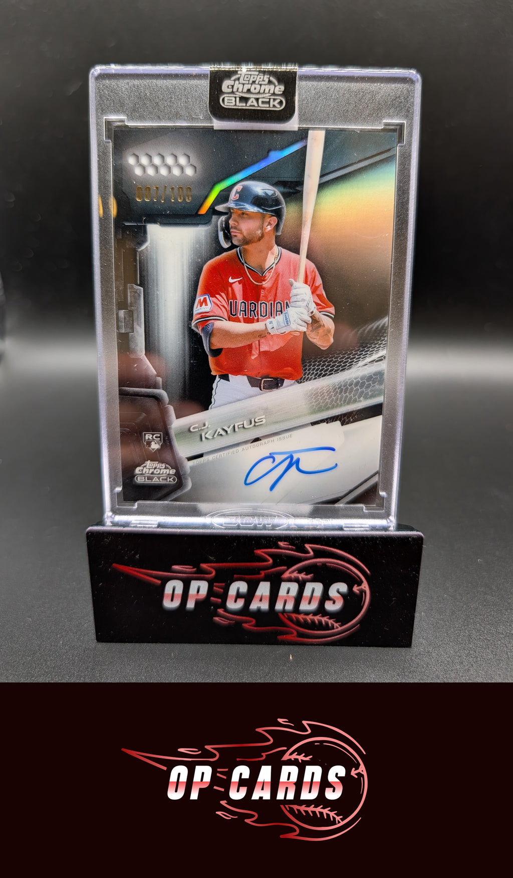 C.J. Kayfus 2026 Topps Chrome Black #CBA-CJ Autographs Refractors #/199