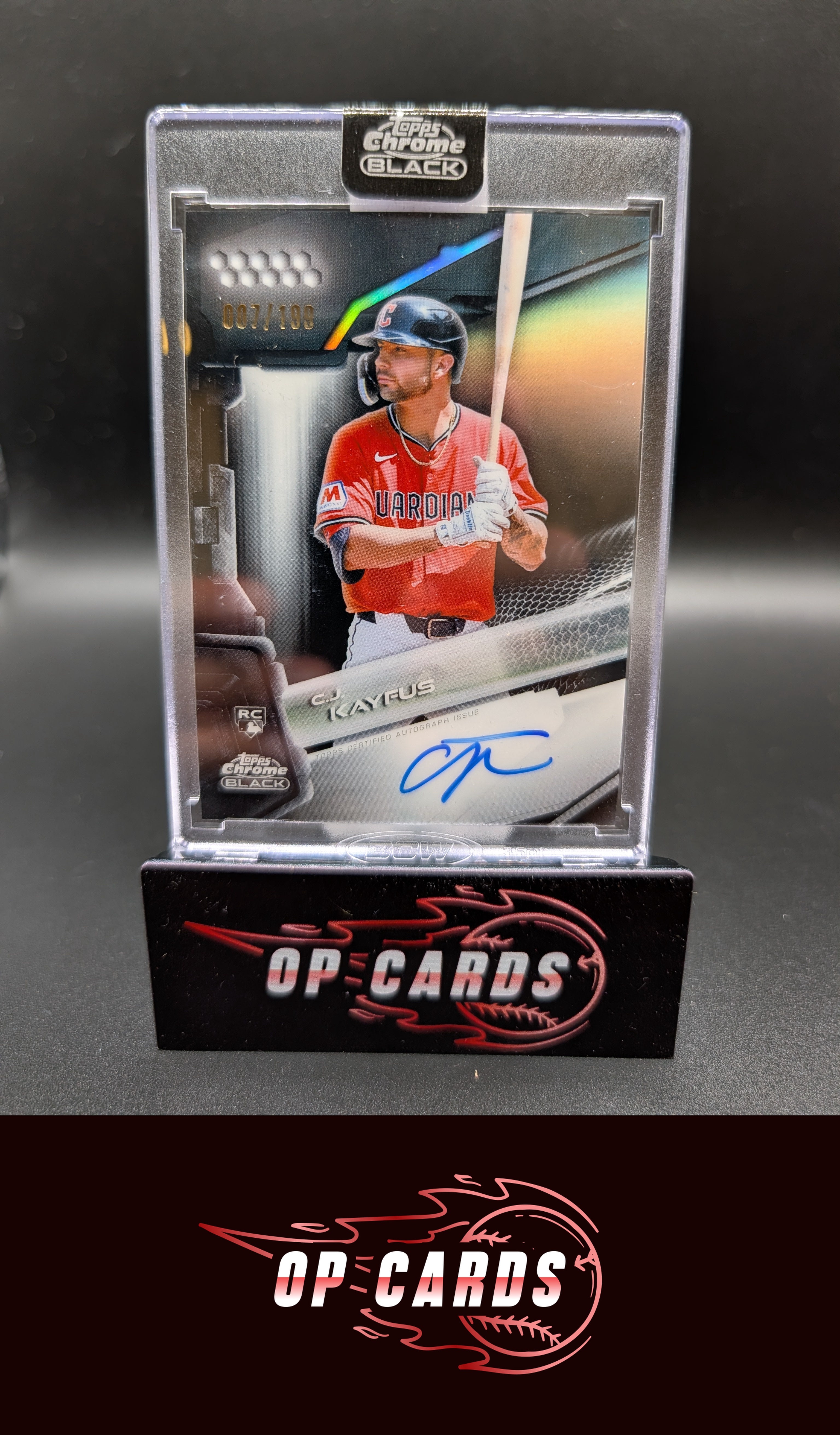 C.J. Kayfus 2026 Topps Chrome Black #CBA-CJ Autographs Refractors #/199