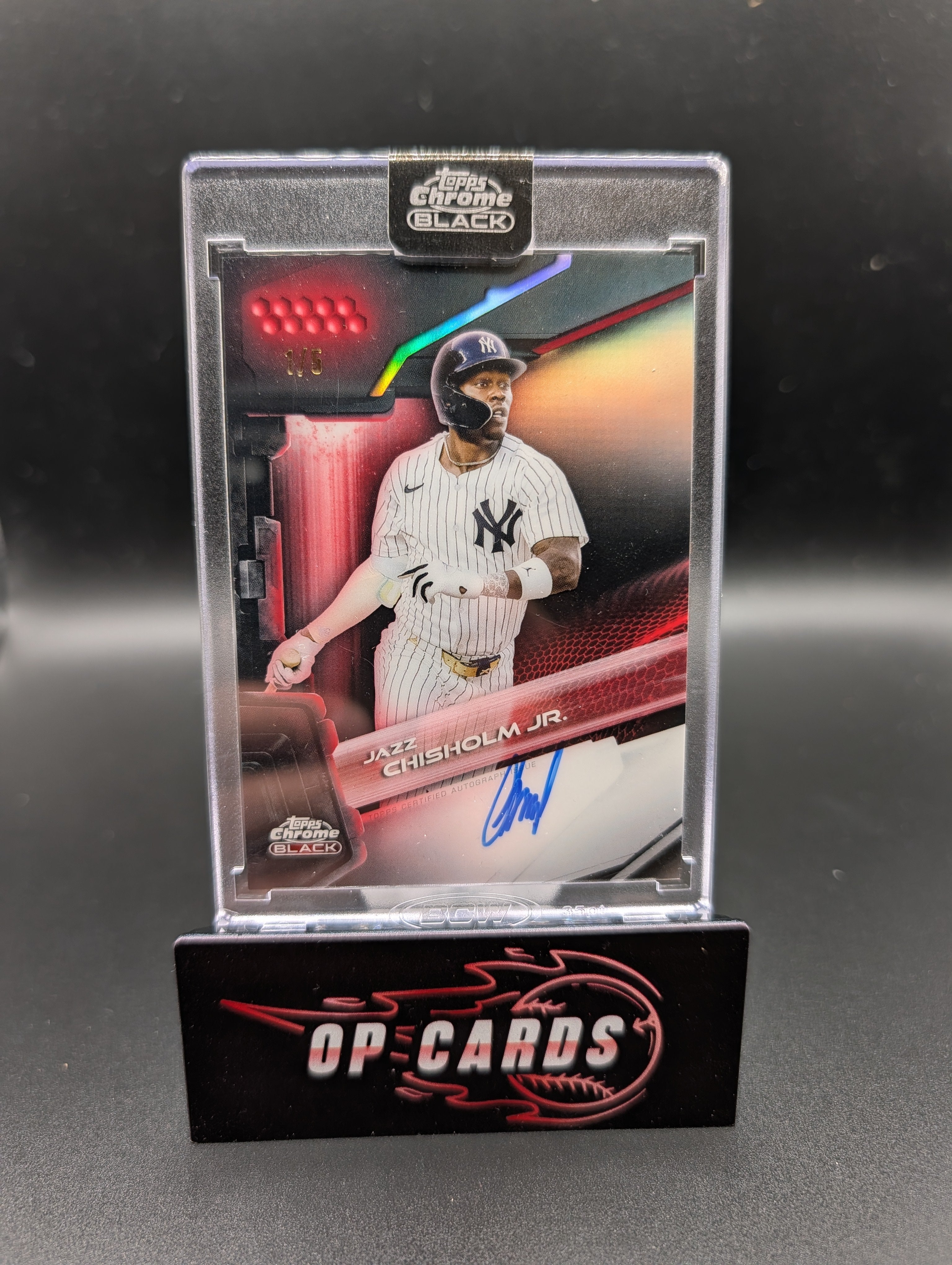Jazz Chisholm Jr. 2026 Topps Chrome Black #CBA-JCJ Autographs Red Refractor #/5