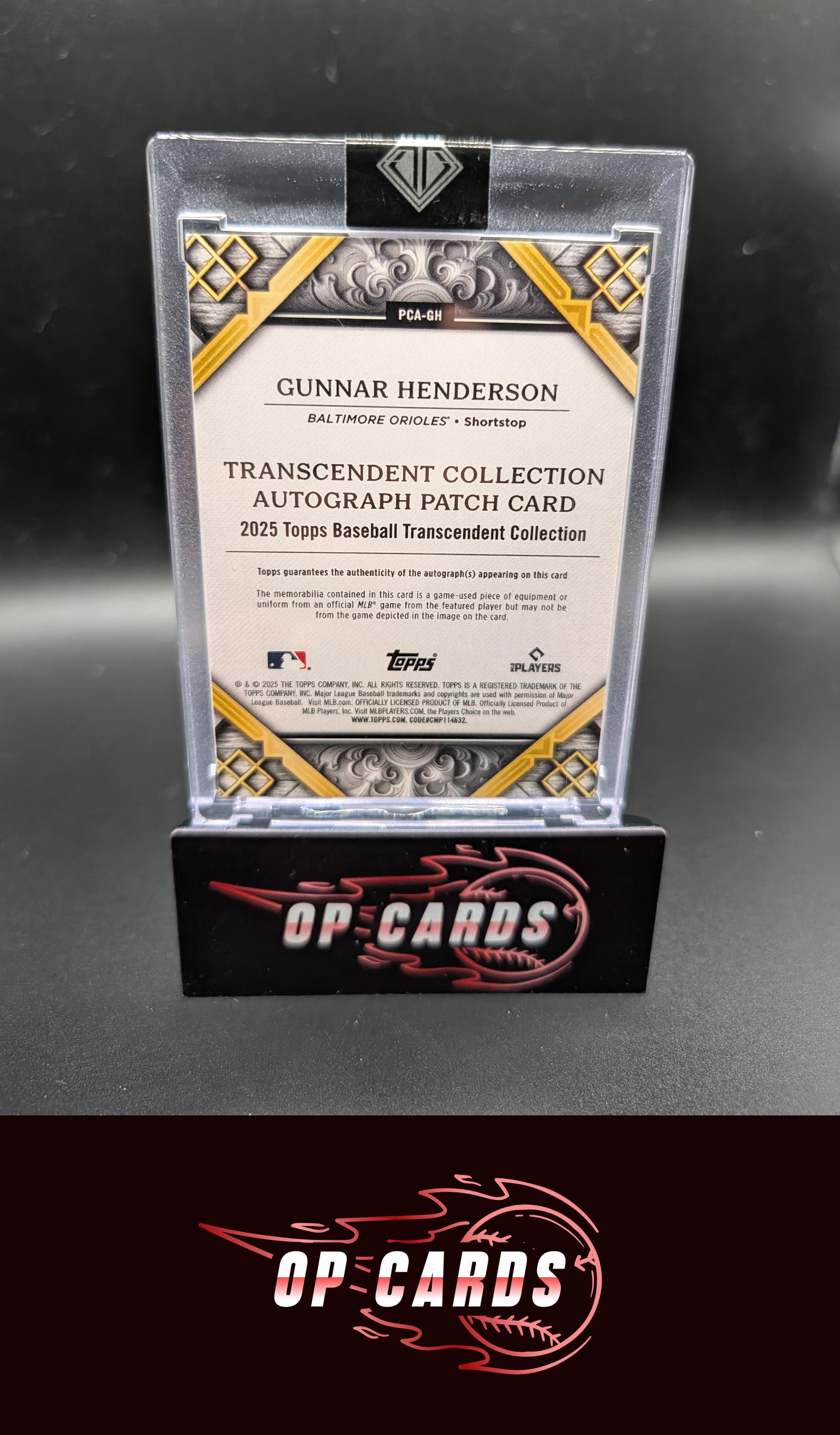 Gunnar Henderson 2025 Topps Transcendent #PCA-GH Patch Autographs Emerald /5