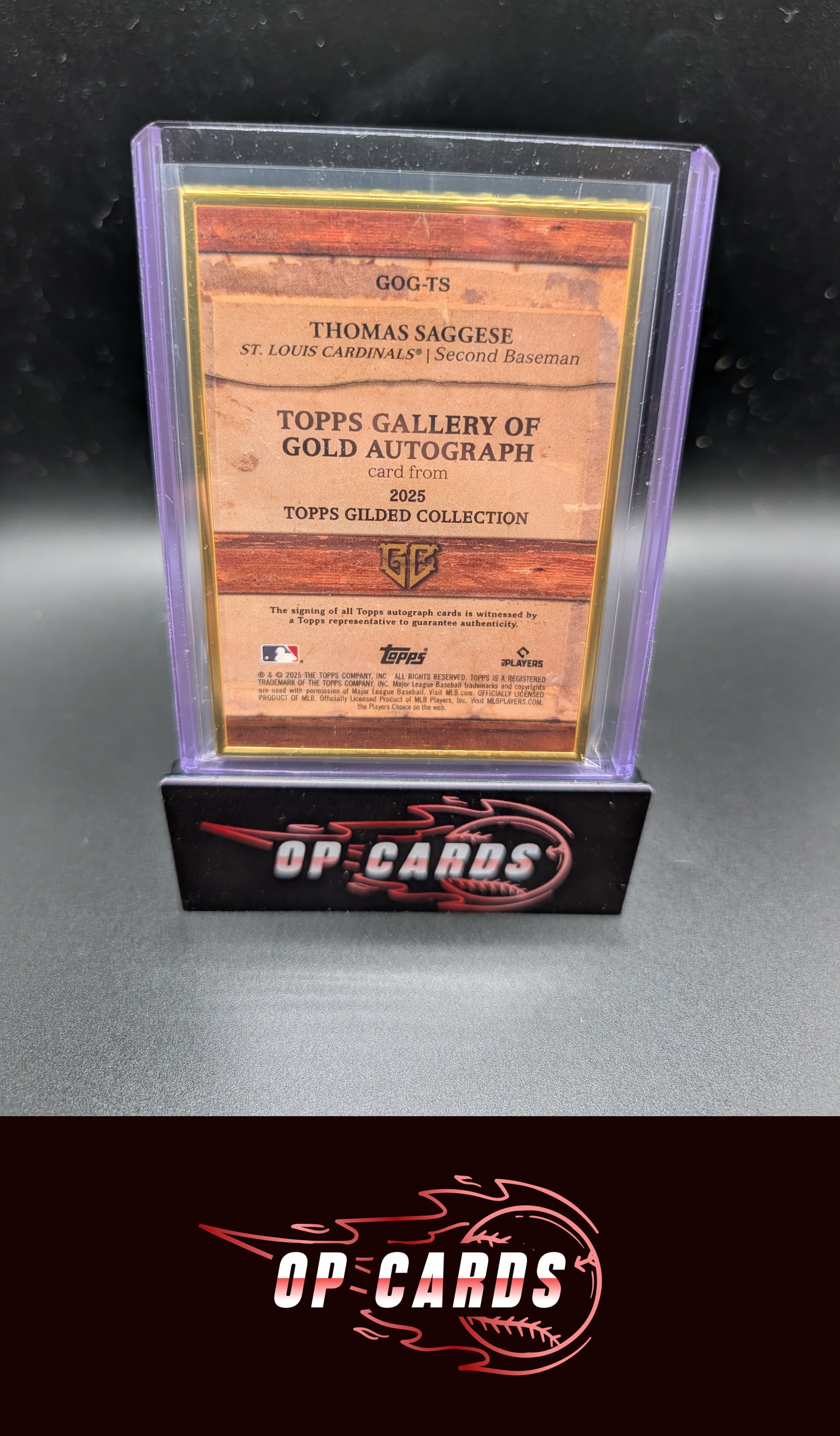 Thomas Saggese 2025 Topps Gilded #GOG-TS Gallery of Gold Autographs #/50