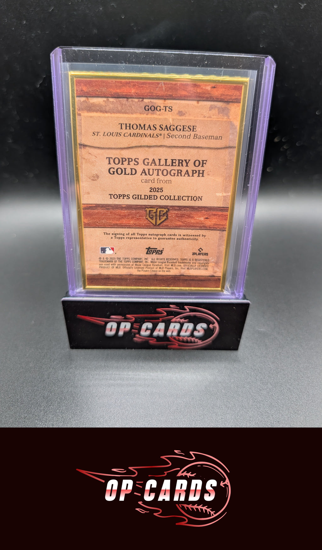 Thomas Saggese 2025 Topps Gilded #GOG-TS Gallery of Gold Autographs #/50