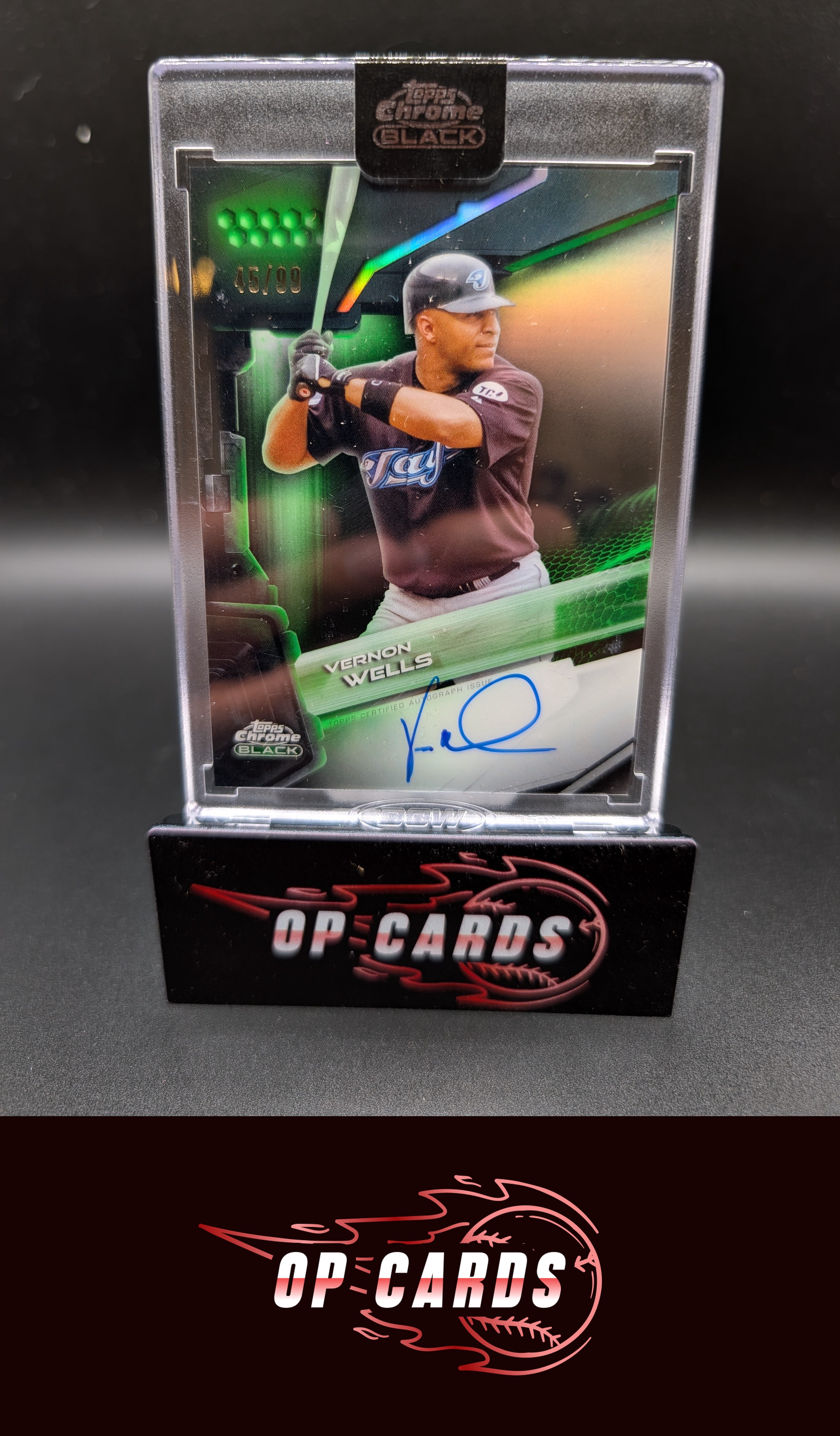 Vernon Wells 2026 Topps Chrome Black #CBA-VW Autographs Green Refractor #/99
