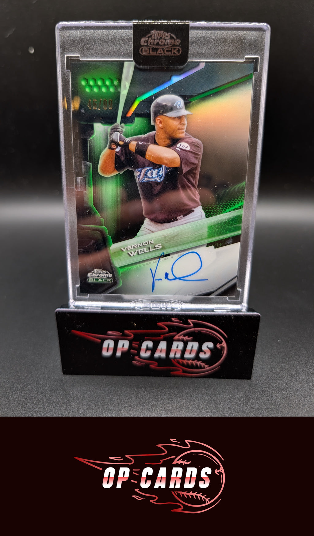 Vernon Wells 2026 Topps Chrome Black #CBA-VW Autographs Green Refractor #/99