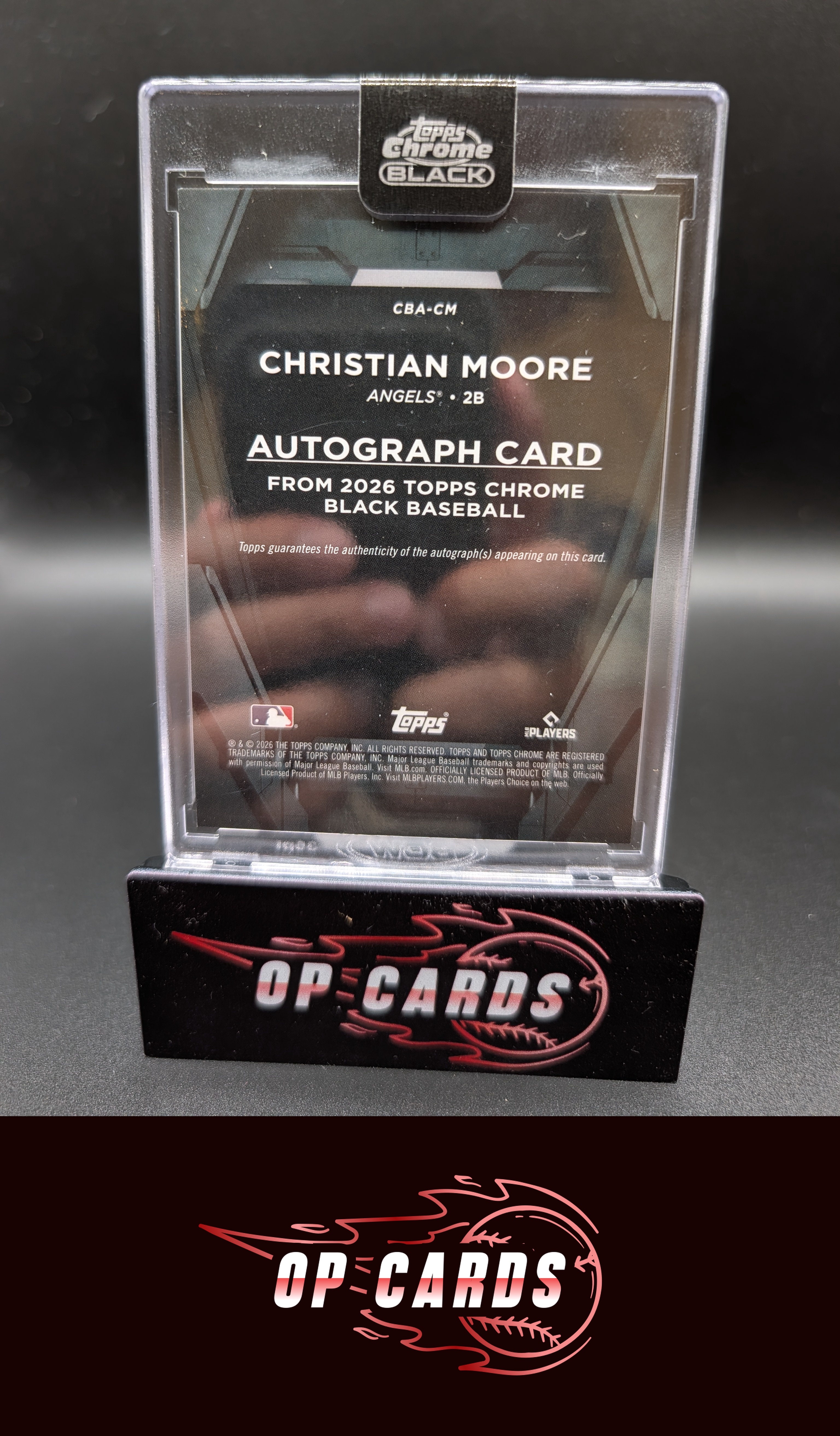 Christian Moore 2026 Topps Chrome Black Autographs Rose Gold Refractor #/10