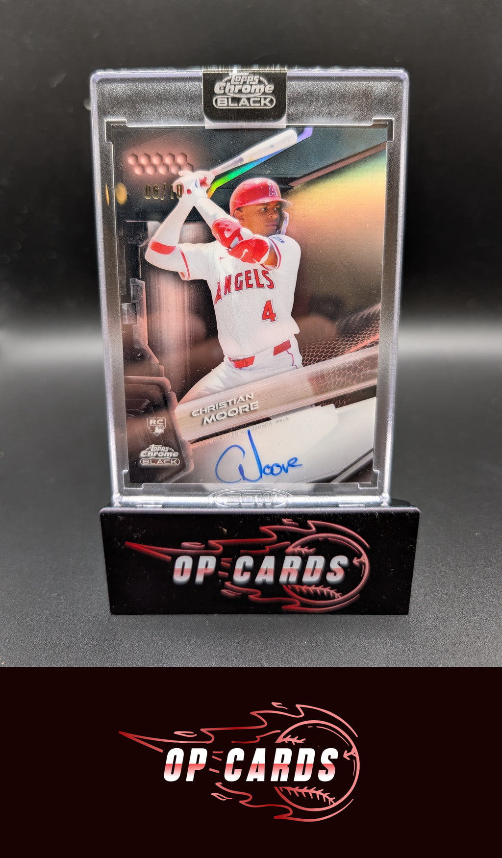 Christian Moore 2026 Topps Chrome Black Autographs Rose Gold Refractor #/10