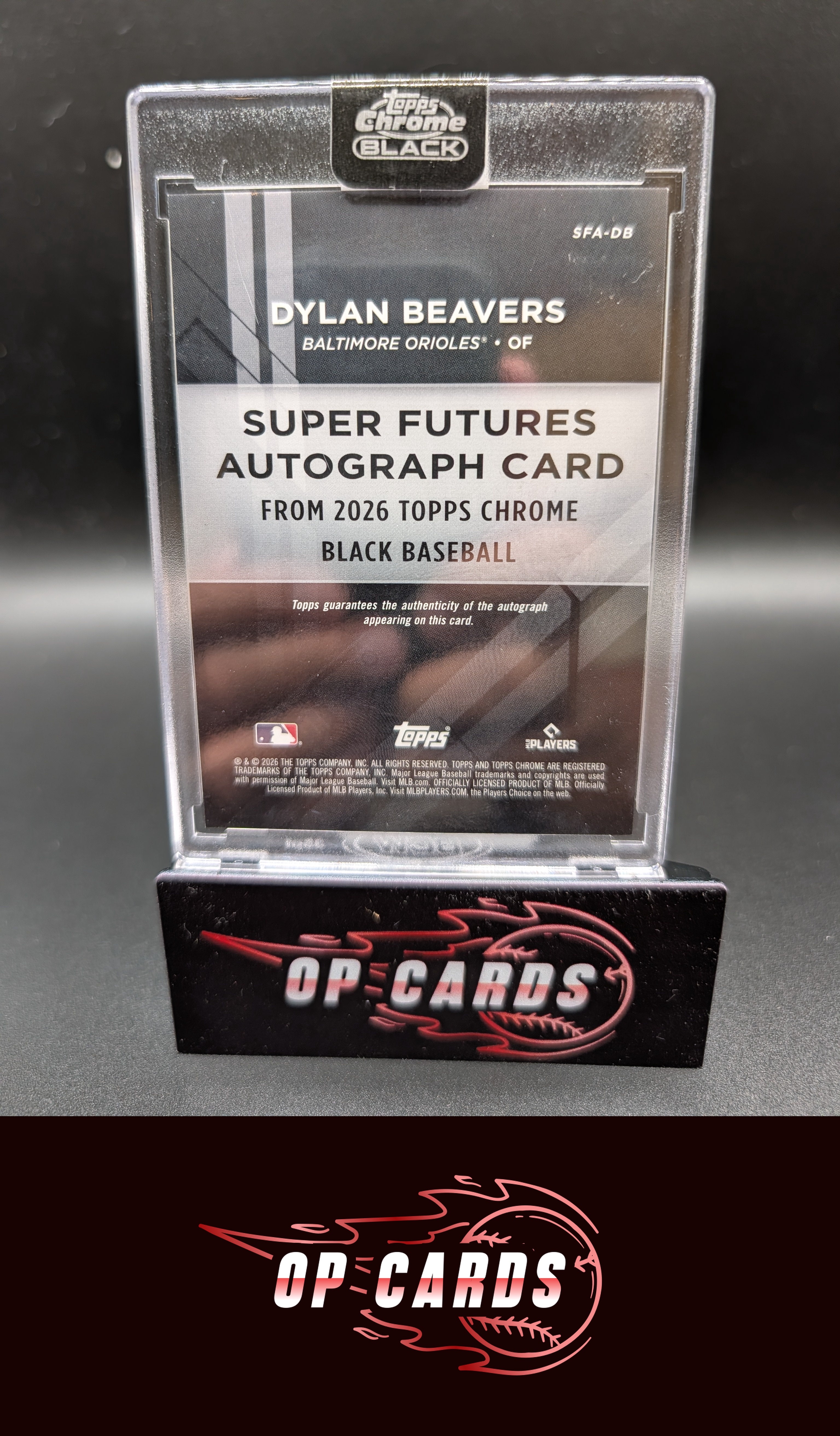Dylan Beavers 2026 Topps Chrome Black Super Futures Autograph Orange #/25