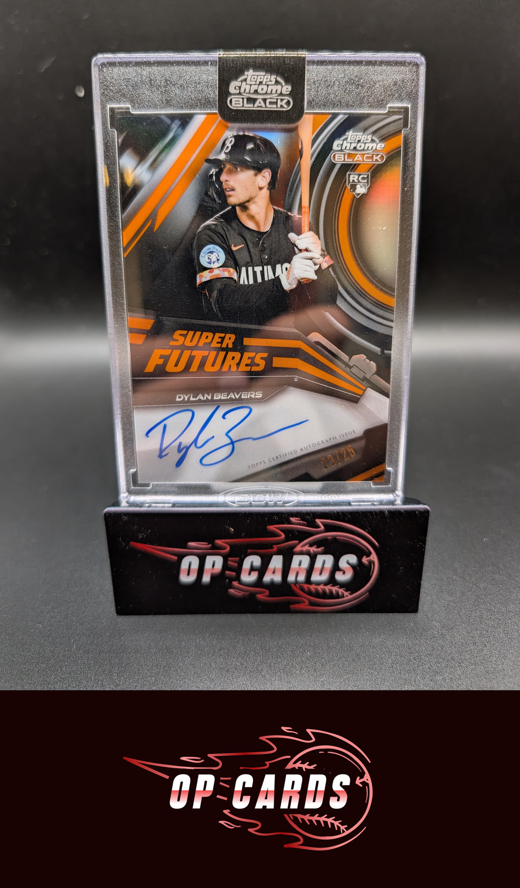 Dylan Beavers 2026 Topps Chrome Black Super Futures Autograph Orange #/25