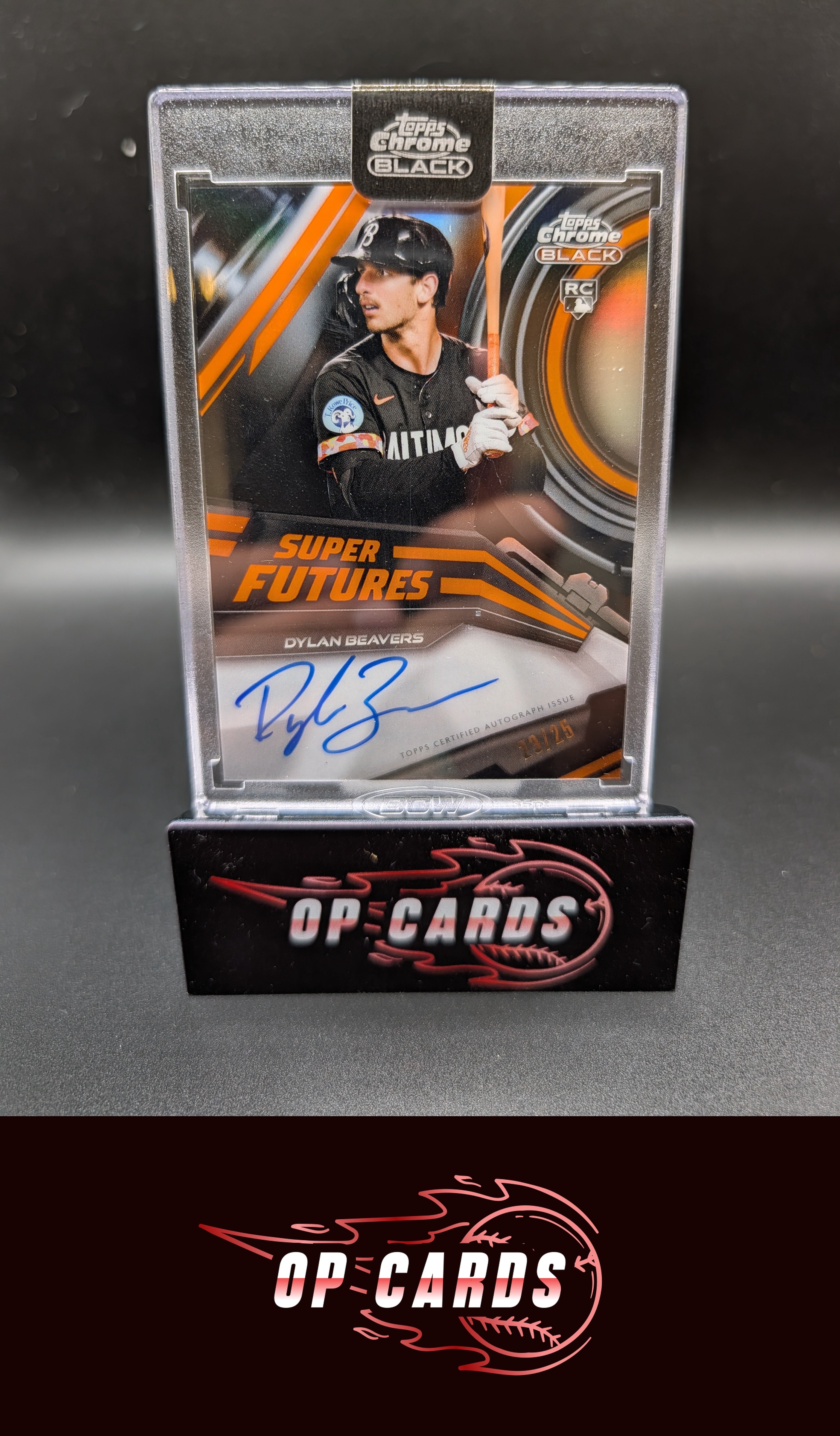 Dylan Beavers 2026 Topps Chrome Black Super Futures Autograph Orange #/25
