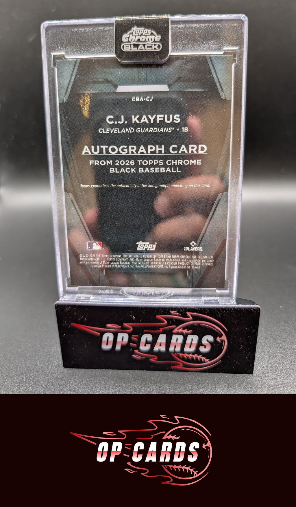 C.J. Kayfus 2026 Topps Chrome Black Autographs Gold Mini-Diamond Refractor #/50