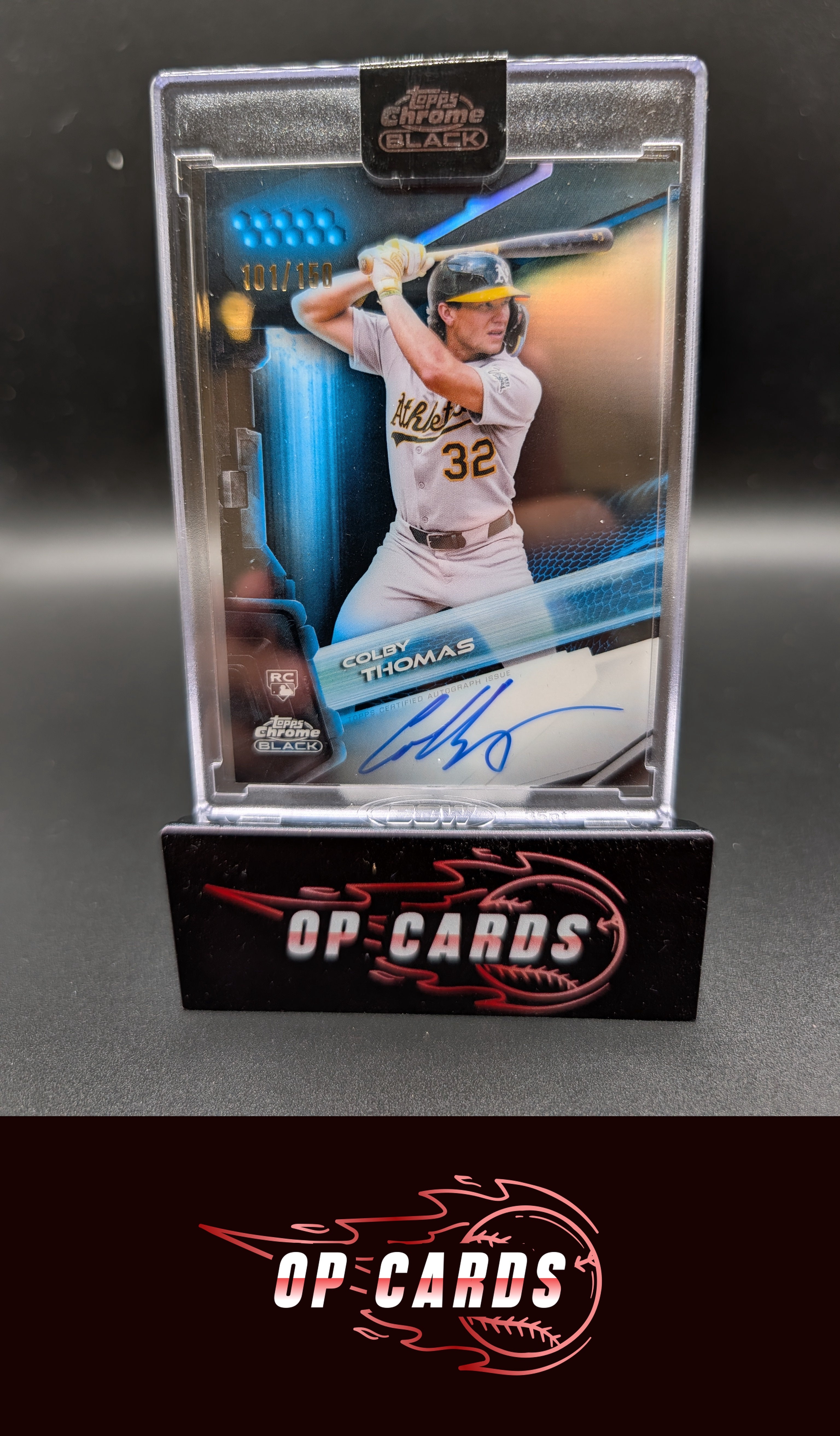 Colby Thomas 2026 Topps Chrome Black #CBA-CT Autographs Blue Refractors #/150