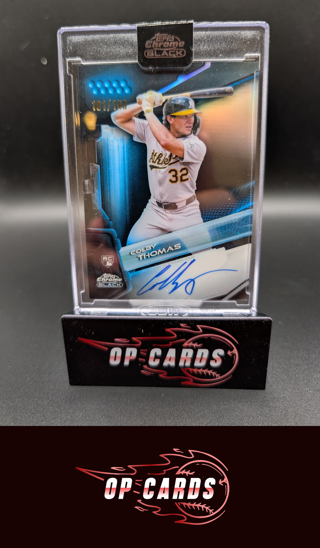 Colby Thomas 2026 Topps Chrome Black #CBA-CT Autographs Blue Refractors #/150