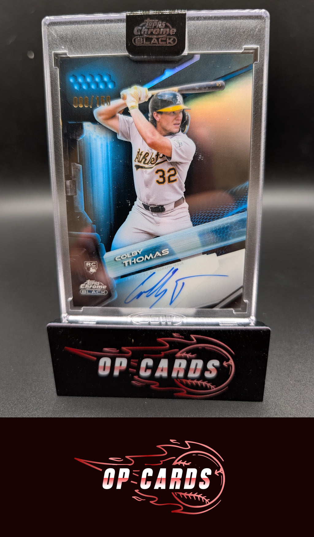 Colby Thomas 2026 Topps Chrome Black #CBA-CT Autographs Blue Refractors #/150