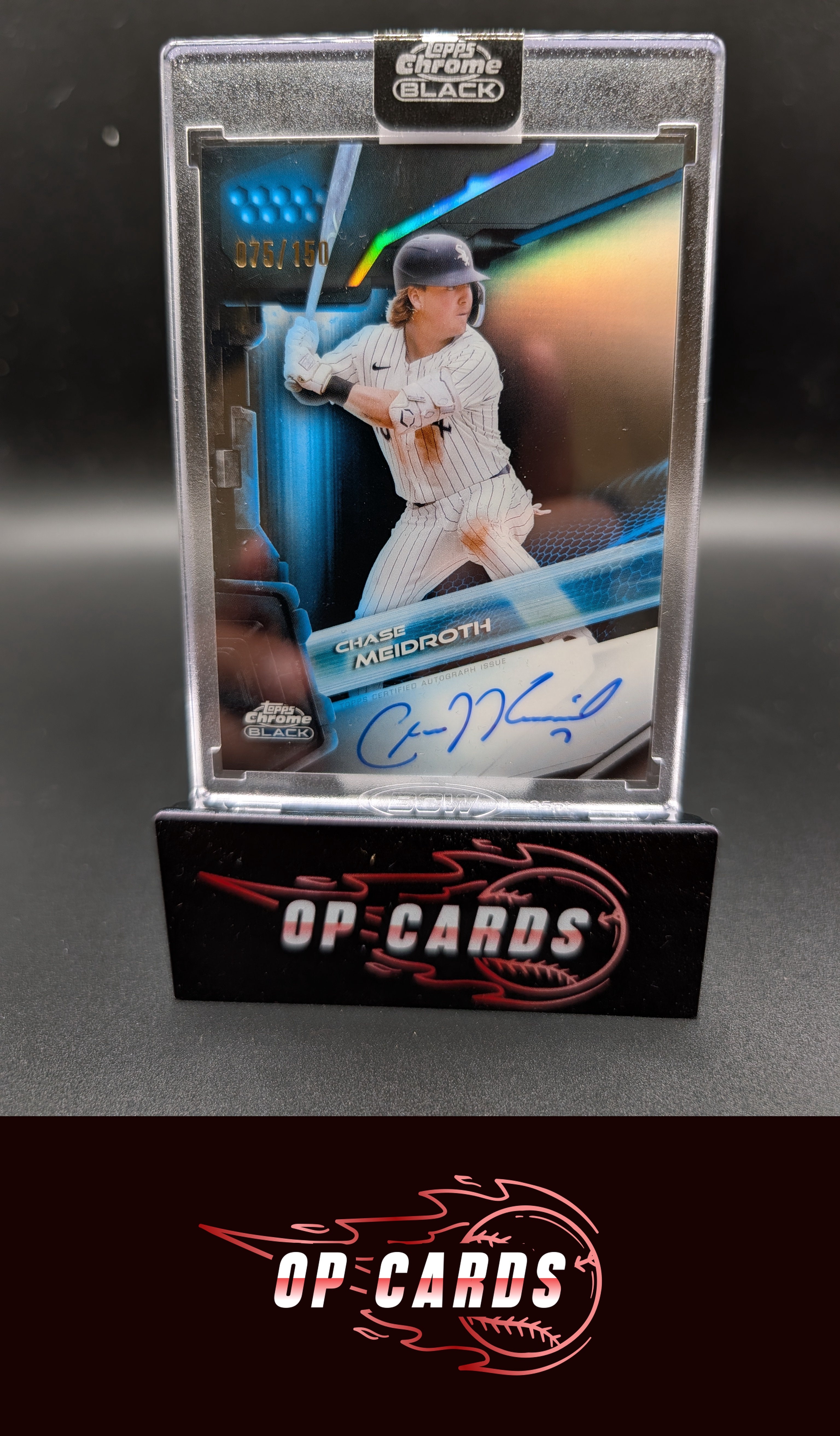 Chase Meidroth 2026 Topps Chrome Black #CBA-CME Autographs Blue Refractors #/150