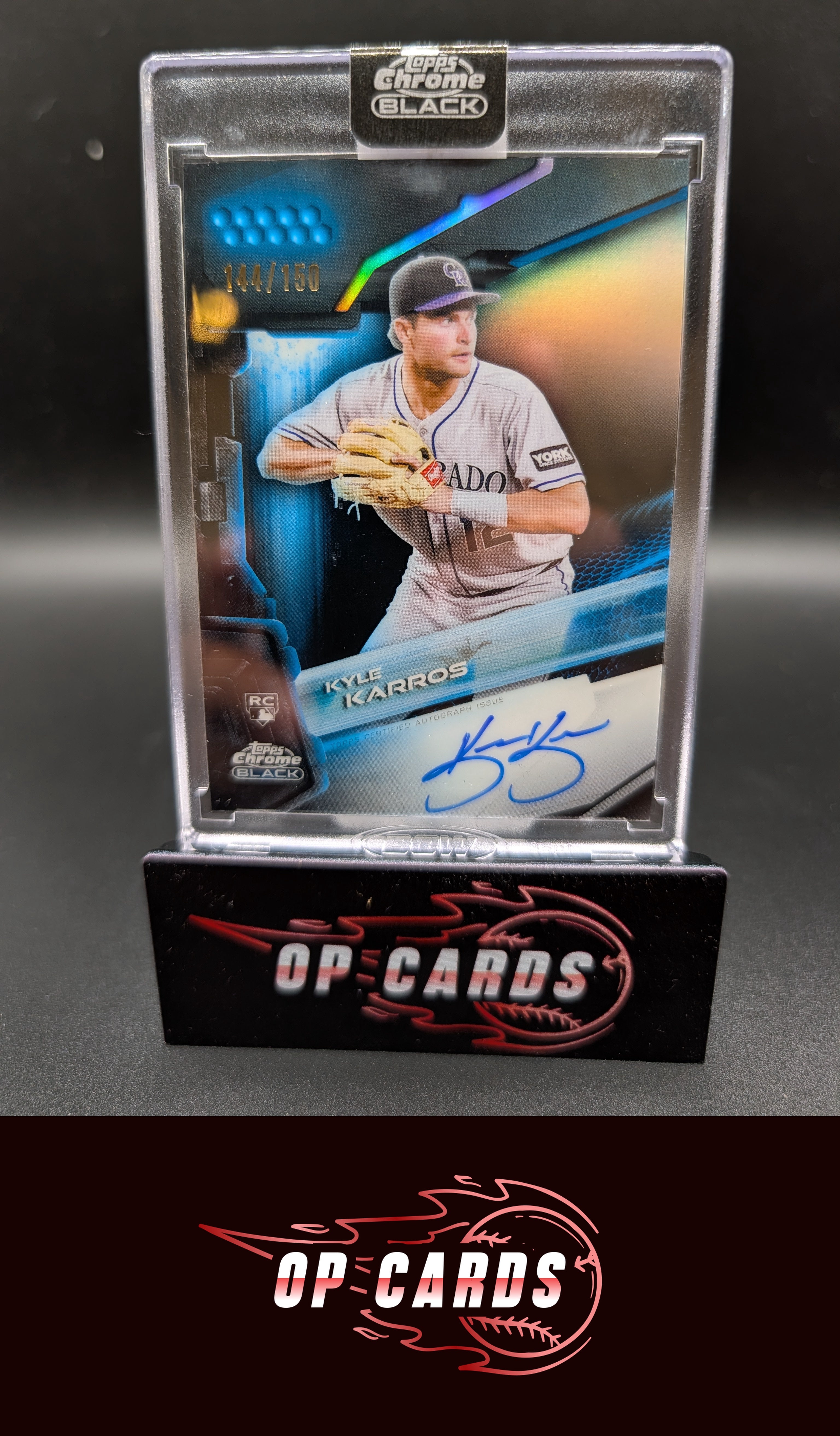Kyle Karros 2026 Topps Chrome Black #CBA-KK Autographs Blue Refractors #/150