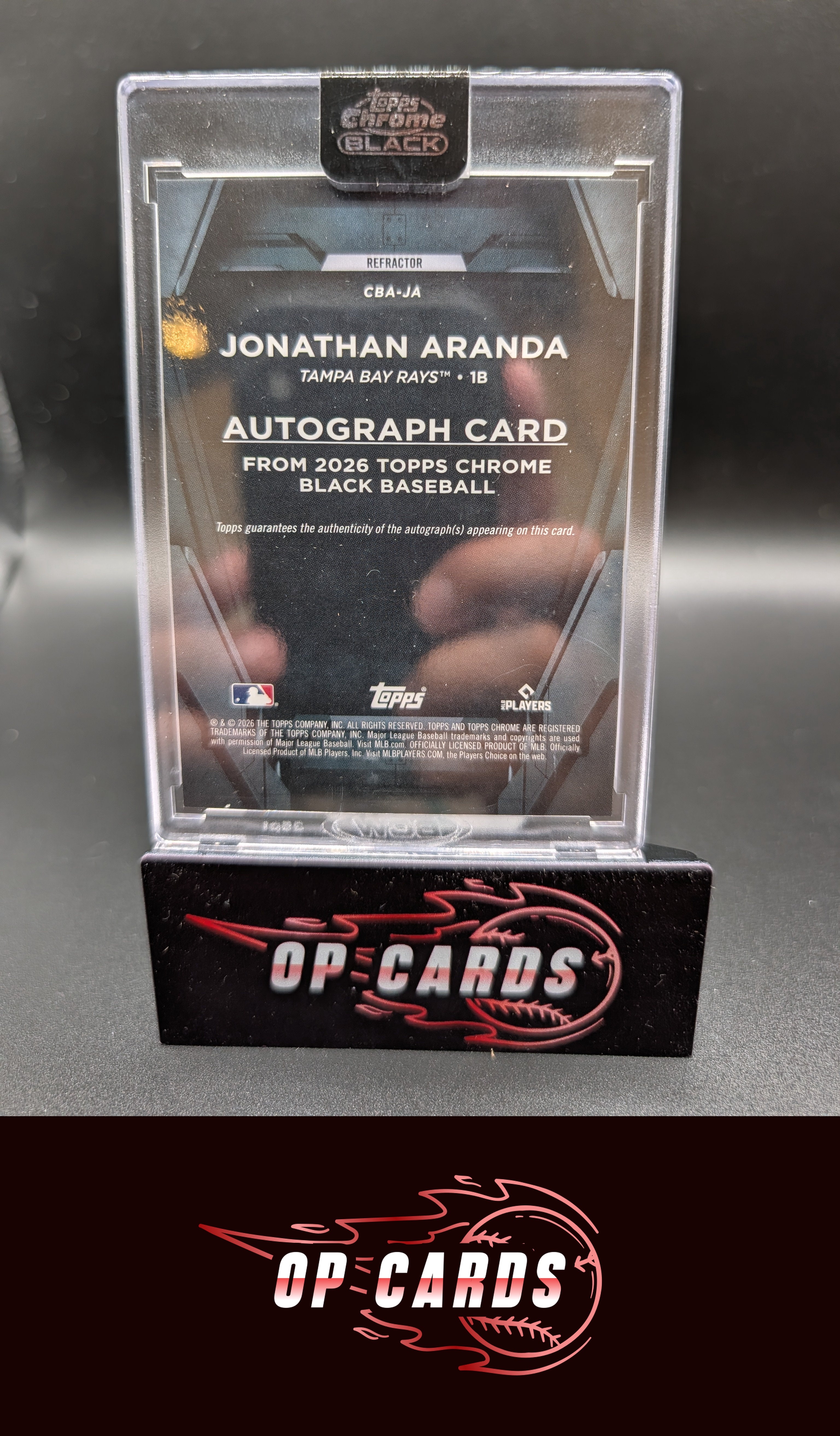 Jonathan Aranda 2026 Topps Chrome Black #CBA-JA Autographs Refractors #/199