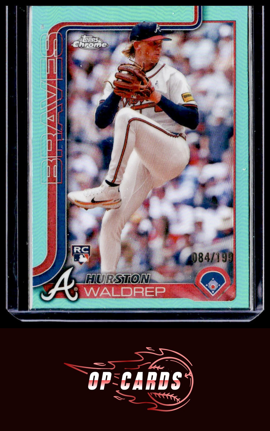 Hurston Waldrep 2025 Topps Chrome #90 Aqua Refractors #/199