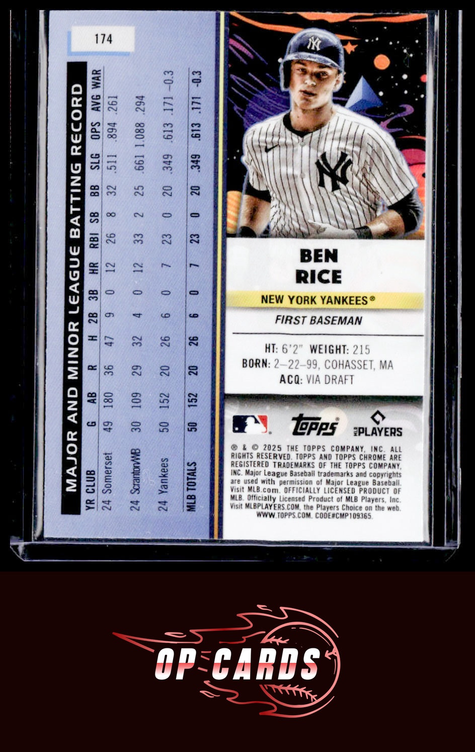 Ben Rice 2025 Topps Chrome Cosmic #174