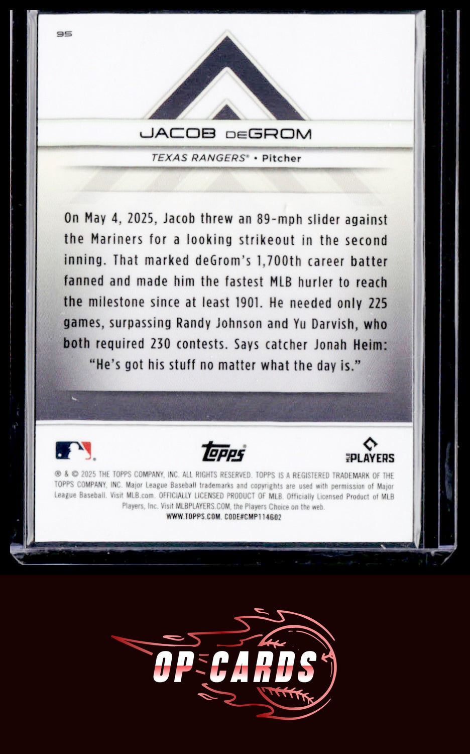 Jacob deGrom 2025 Topps Transcendent Collection #95