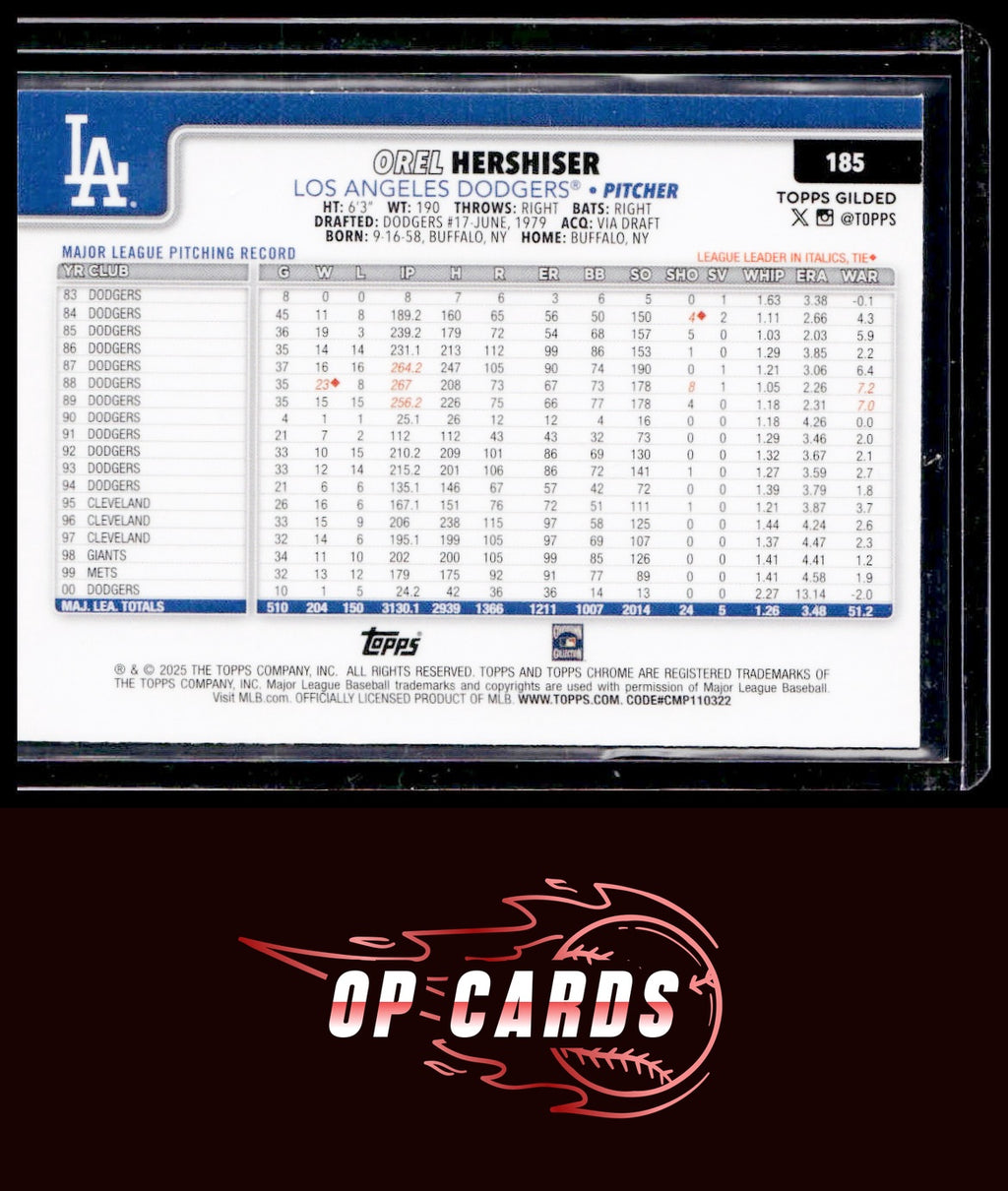 Orel Hershiser 2025 Topps Gilded Collection #185 #/99