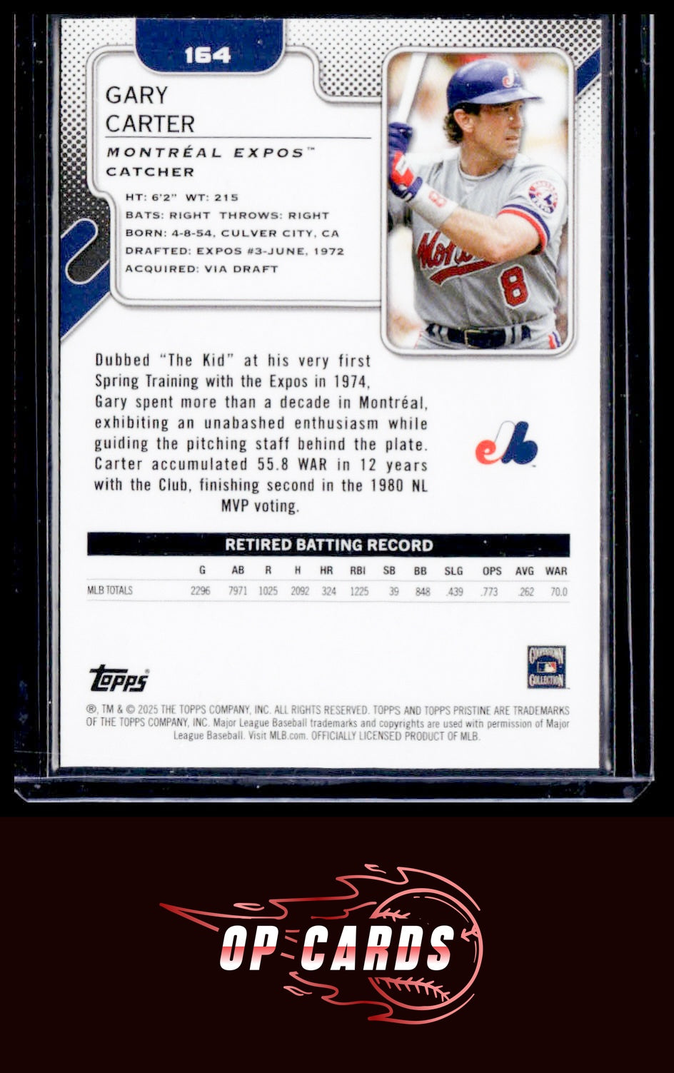 Gary Carter 2025 Topps Pristine #164 Blue Refractors #/75