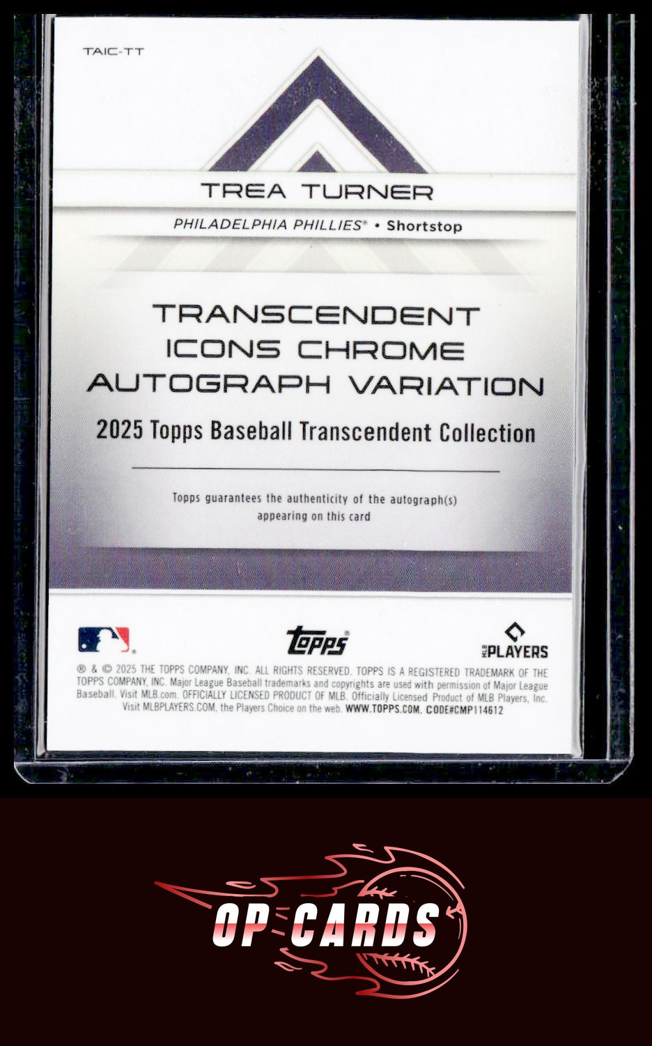 Trea Turner 2025 Topps Transcendent #TAIC-TT Icons Chrome Autograph #/25