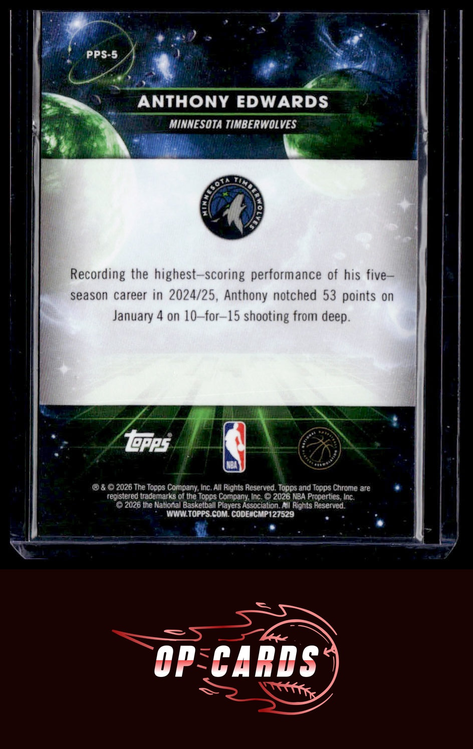 Anthony Edwards 2025-26 Topps Chrome Cosmic #PPS-5 Planetary Pursuit Sun