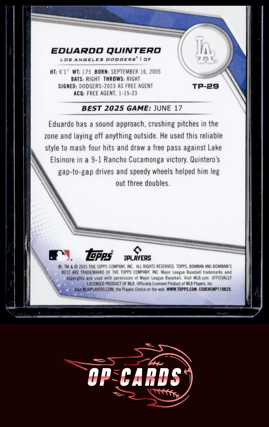 Eduardo Quintero 2025 Bowman's Best #TP-29 Wave Refractors